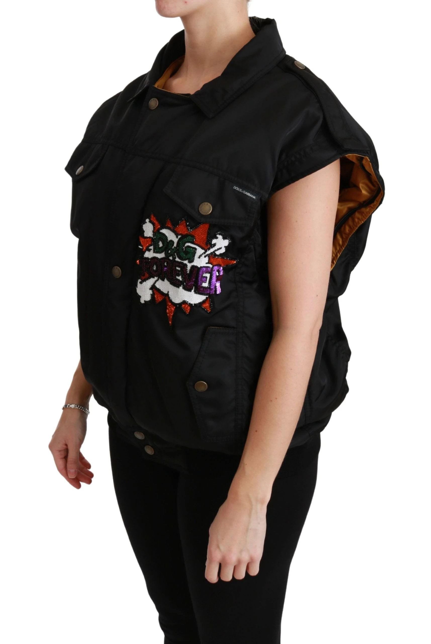 Dolce & Gabbana Black Queen Crown Sequined Bomber Jacket by Dolce & Gabbana