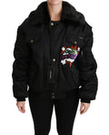 Dolce & Gabbana Black Queen Crown Sequined Bomber Jacket by Dolce & Gabbana