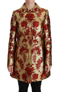 Dolce & Gabbana Red Gold Floral Brocade Cape Coat Jacket by Dolce & Gabbana