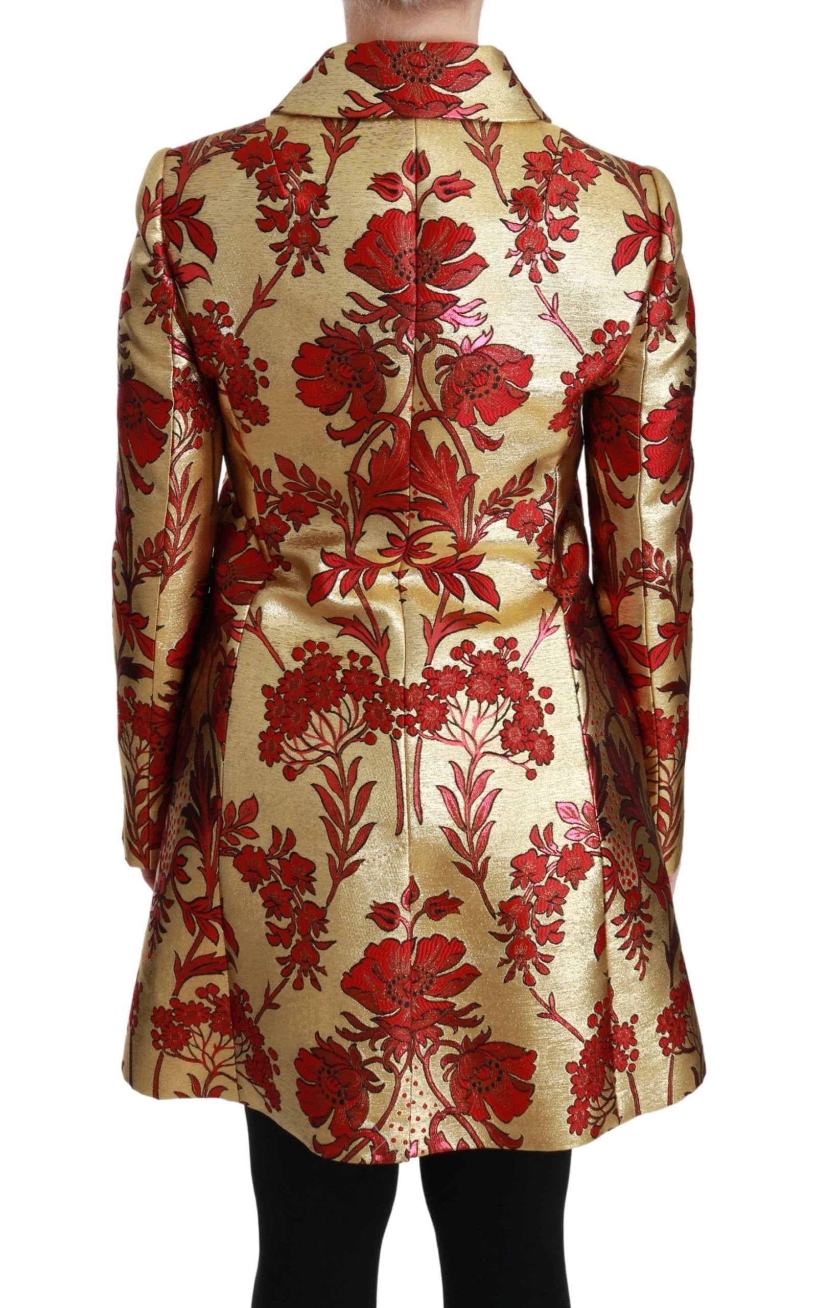 Dolce & Gabbana Red Gold Floral Brocade Cape Coat Jacket by Dolce & Gabbana