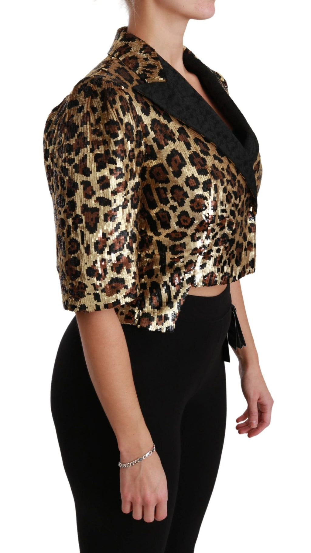 Dolce & Gabbana Blazer Gold Leopard Sequined Jacket by Dolce & Gabbana
