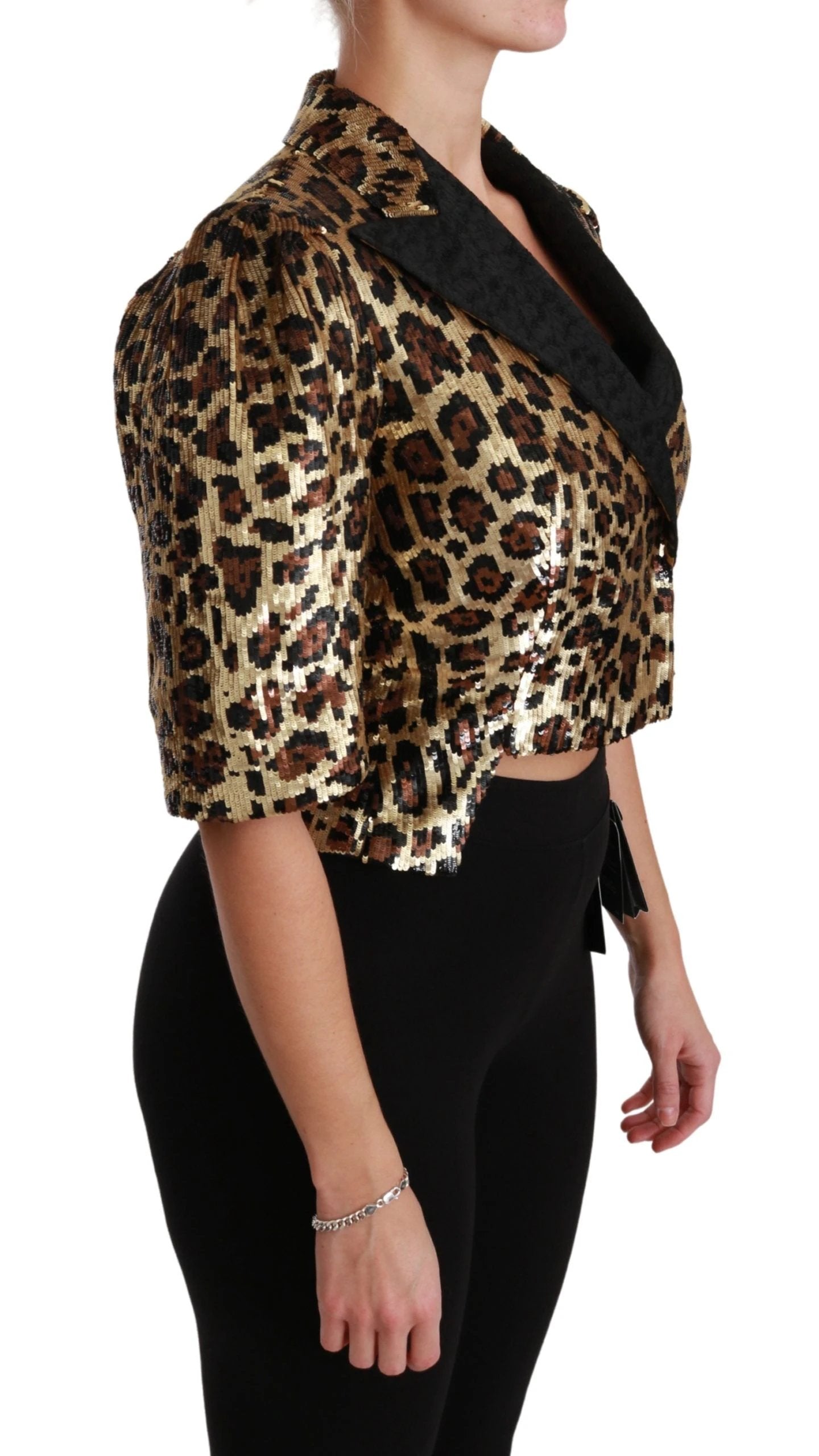 Dolce & Gabbana Blazer Gold Leopard Sequined Jacket by Dolce & Gabbana