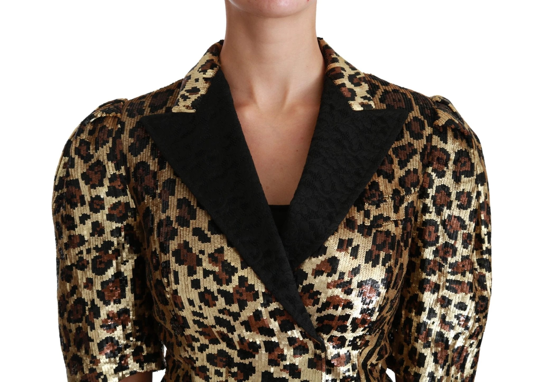 Dolce & Gabbana Blazer Gold Leopard Sequined Jacket by Dolce & Gabbana