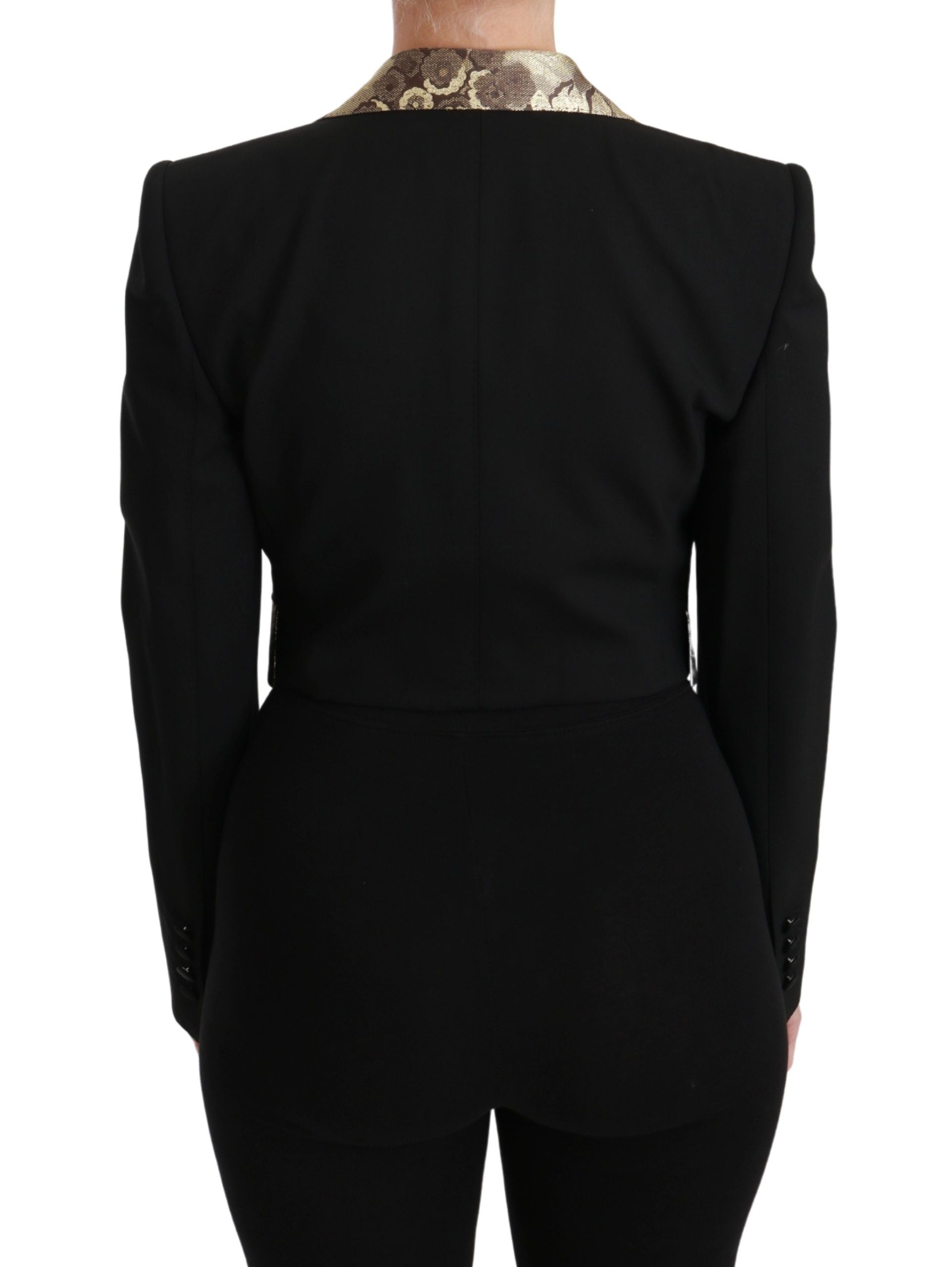 Dolce & Gabbana Black Jacquard Vest Blazer Coat Wool Jacket by Dolce & Gabbana