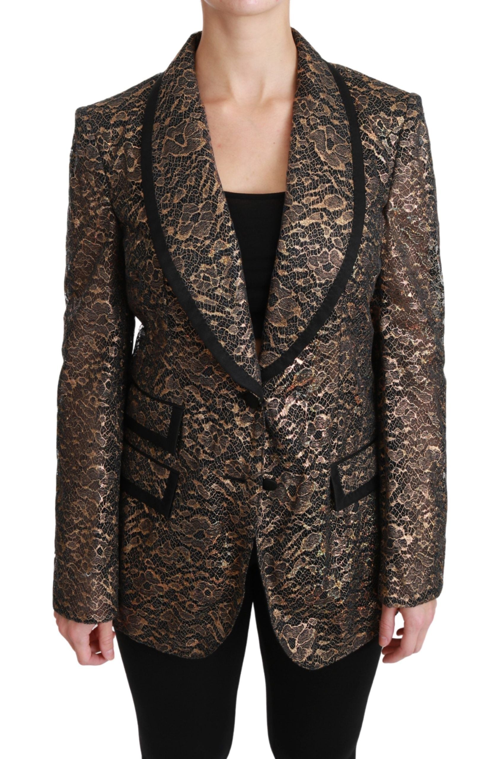 Dolce & Gabbana Gold Black Lace Blazer Coat Floral Jacket by Dolce & Gabbana
