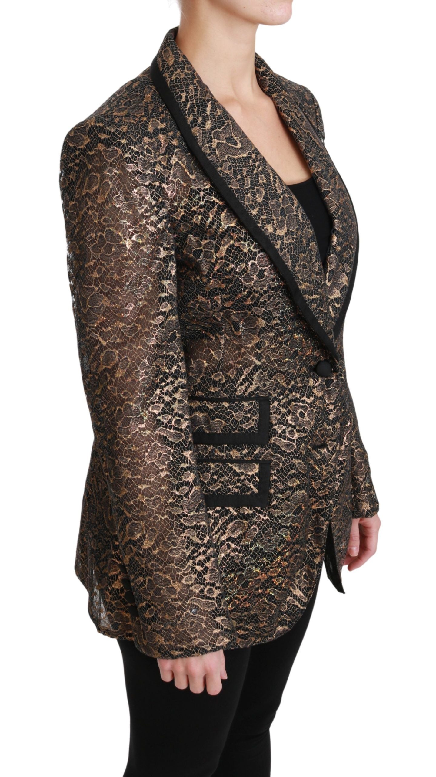 Dolce & Gabbana Gold Black Lace Blazer Coat Floral Jacket by Dolce & Gabbana