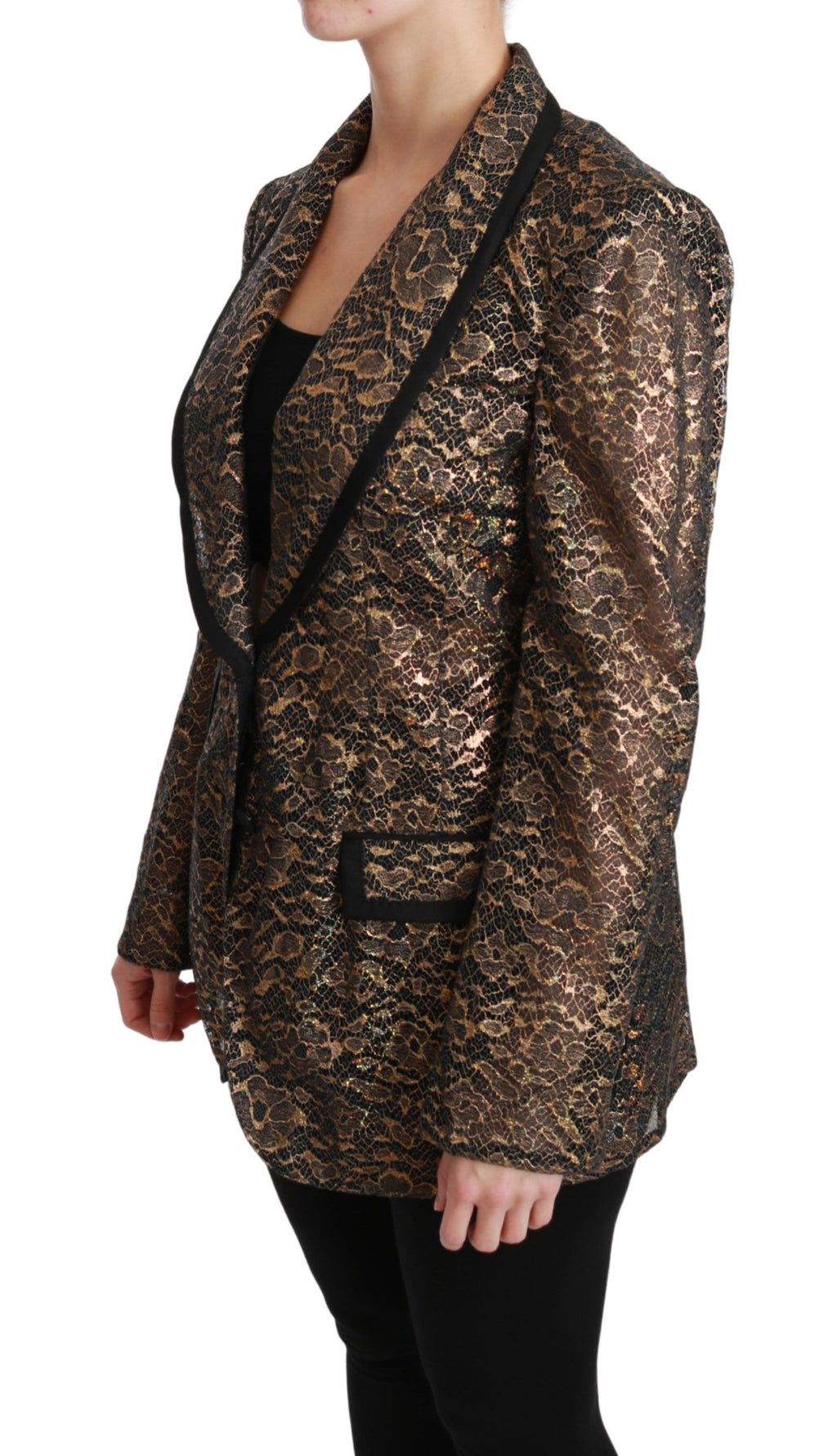 Dolce & Gabbana Gold Black Lace Blazer Coat Floral Jacket by Dolce & Gabbana