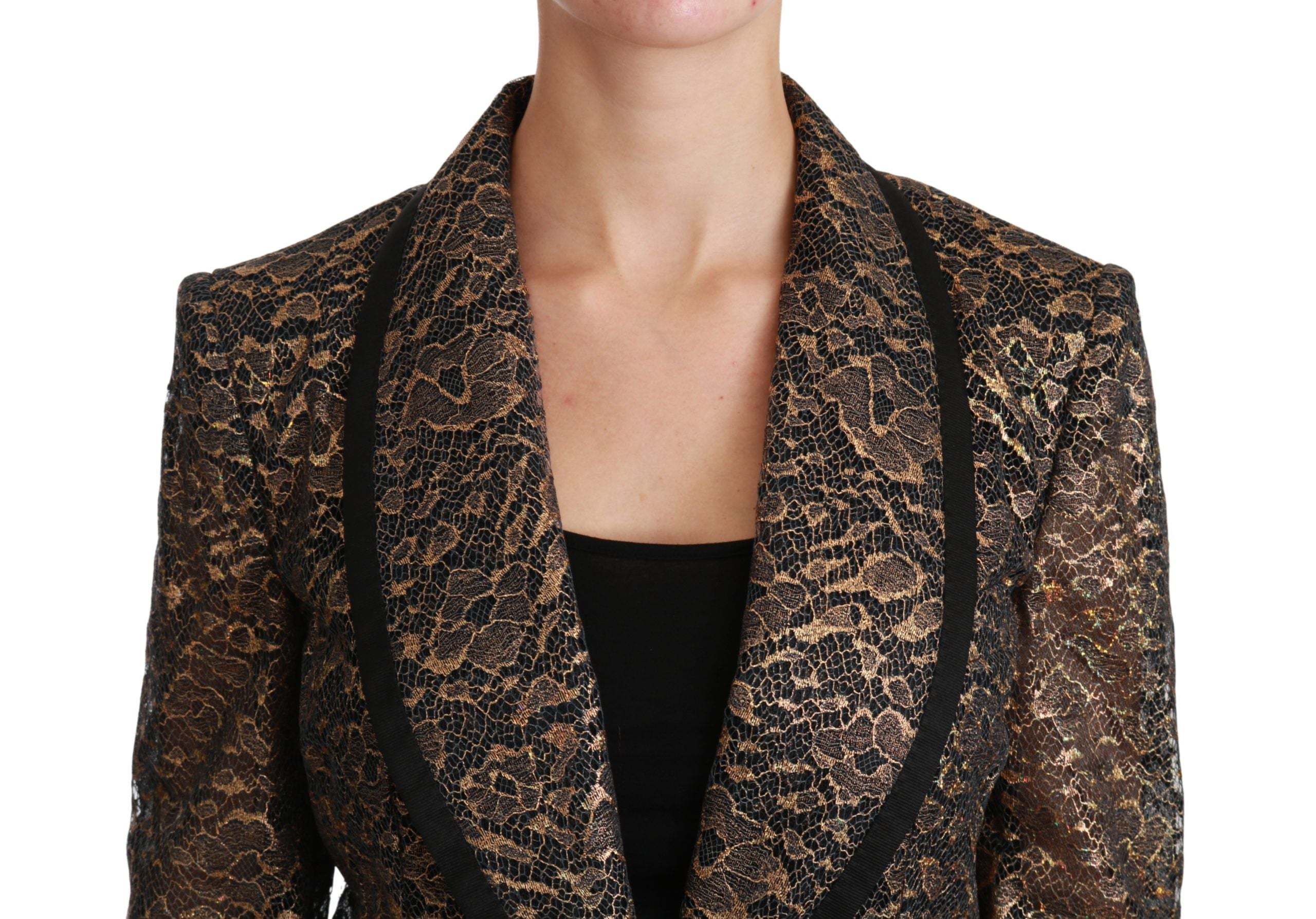 Dolce & Gabbana Gold Black Lace Blazer Coat Floral Jacket by Dolce & Gabbana