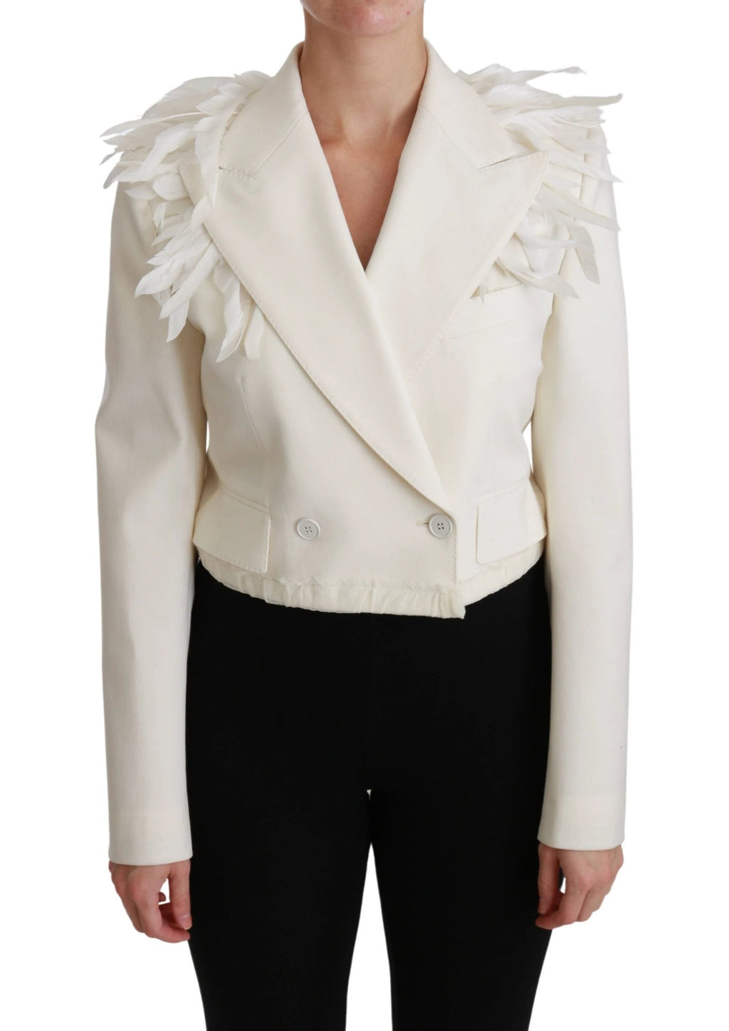 Dolce & Gabbana White Double Breasted Coat Wool Jacket by Dolce & Gabbana