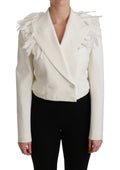Dolce & Gabbana White Double Breasted Coat Wool Jacket by Dolce & Gabbana