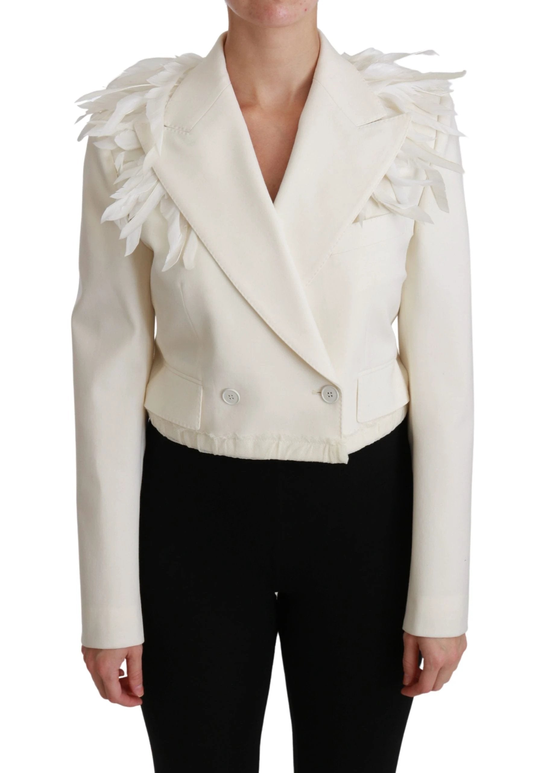 Dolce & Gabbana White Double Breasted Coat Wool Jacket by Dolce & Gabbana