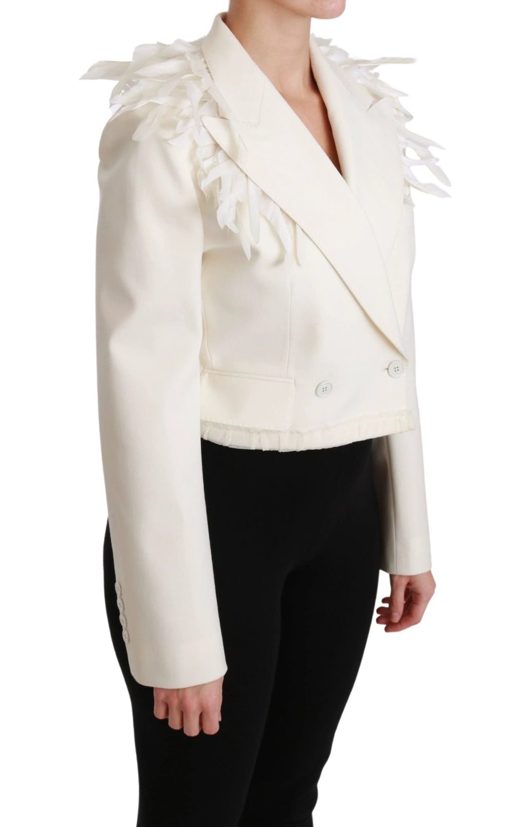 Dolce & Gabbana White Double Breasted Coat Wool Jacket by Dolce & Gabbana