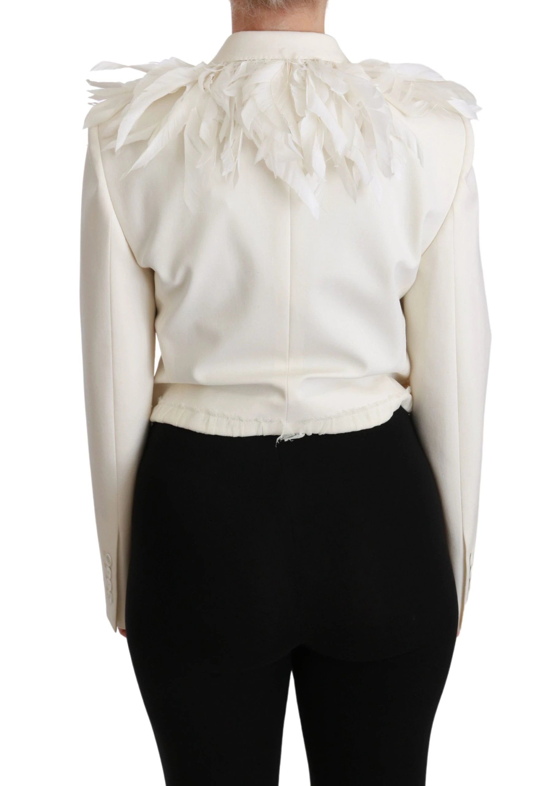 Dolce & Gabbana White Double Breasted Coat Wool Jacket by Dolce & Gabbana