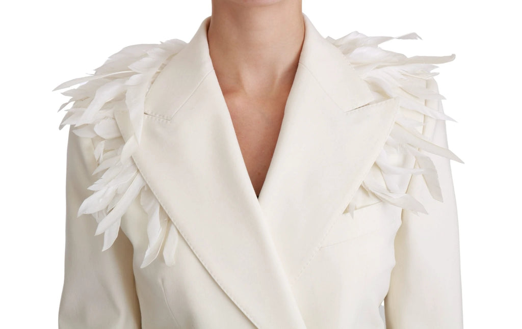 Dolce & Gabbana White Double Breasted Coat Wool Jacket by Dolce & Gabbana