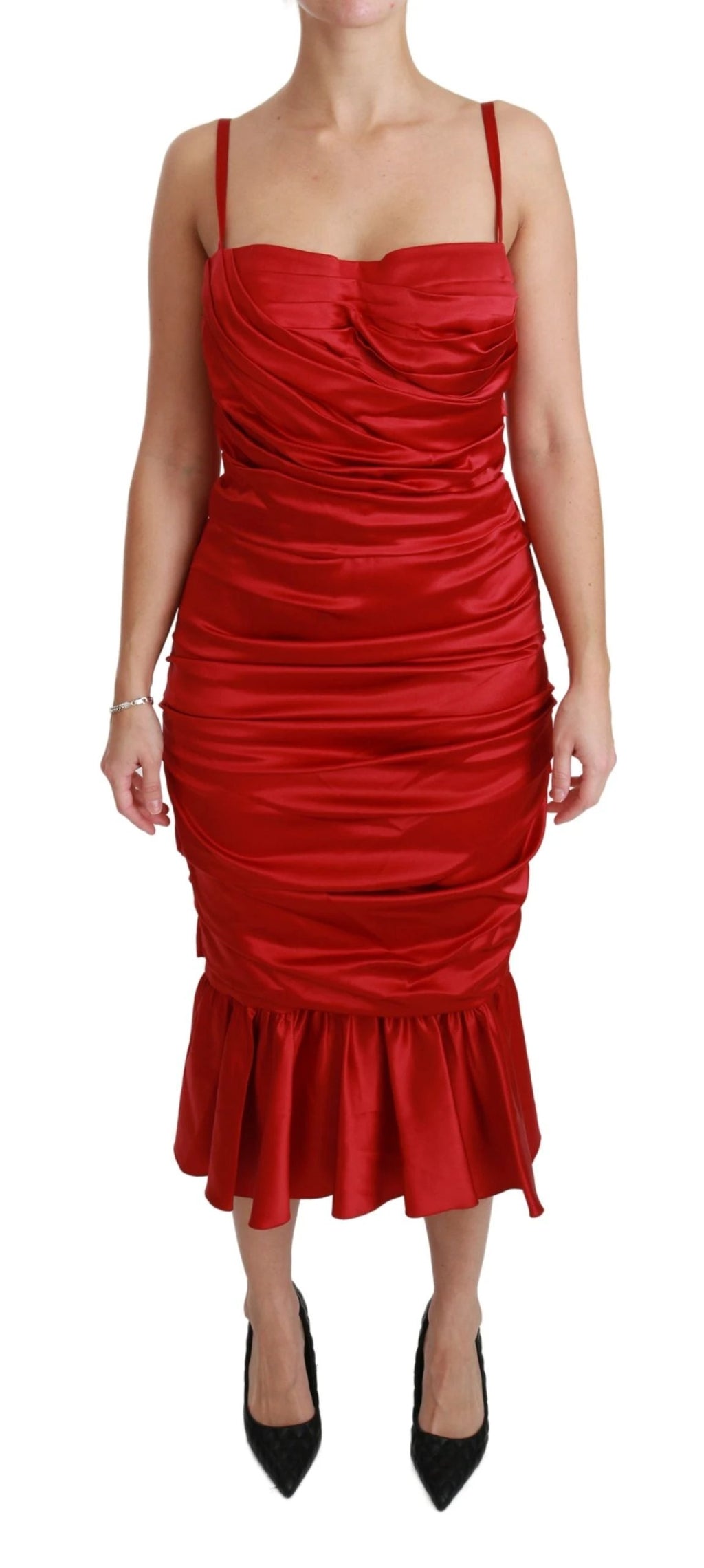 Dolce & Gabbana Red Silk Stretch Mermaid Bodycon Dress by Dolce & Gabbana