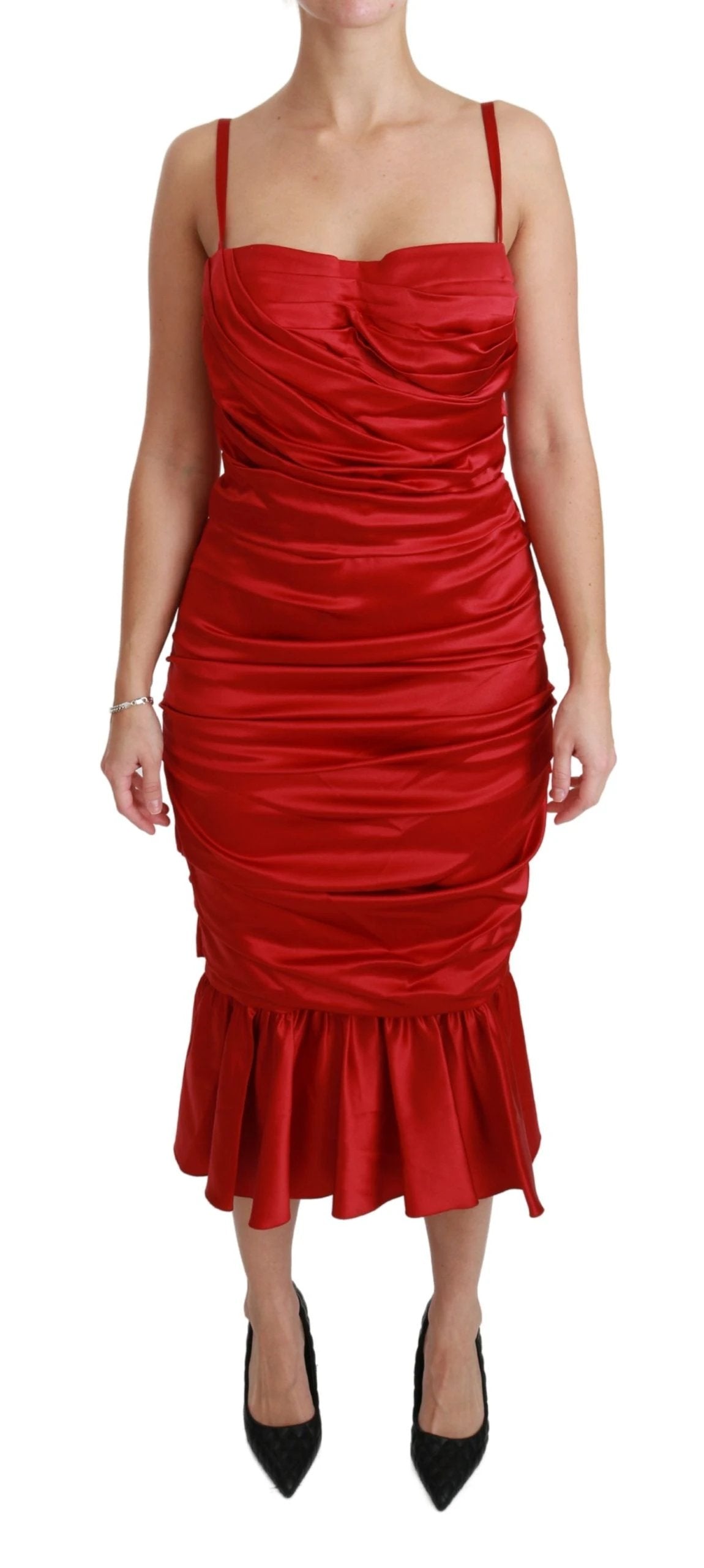 Dolce & Gabbana Red Silk Stretch Mermaid Bodycon Dress by Dolce & Gabbana