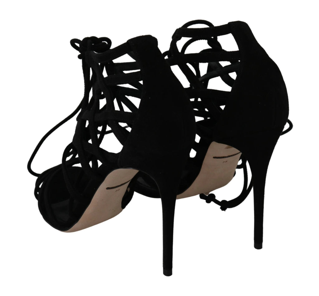 Dolce & Gabbana Black Suede Strap Stilettos Shoes Sandals by Dolce & Gabbana