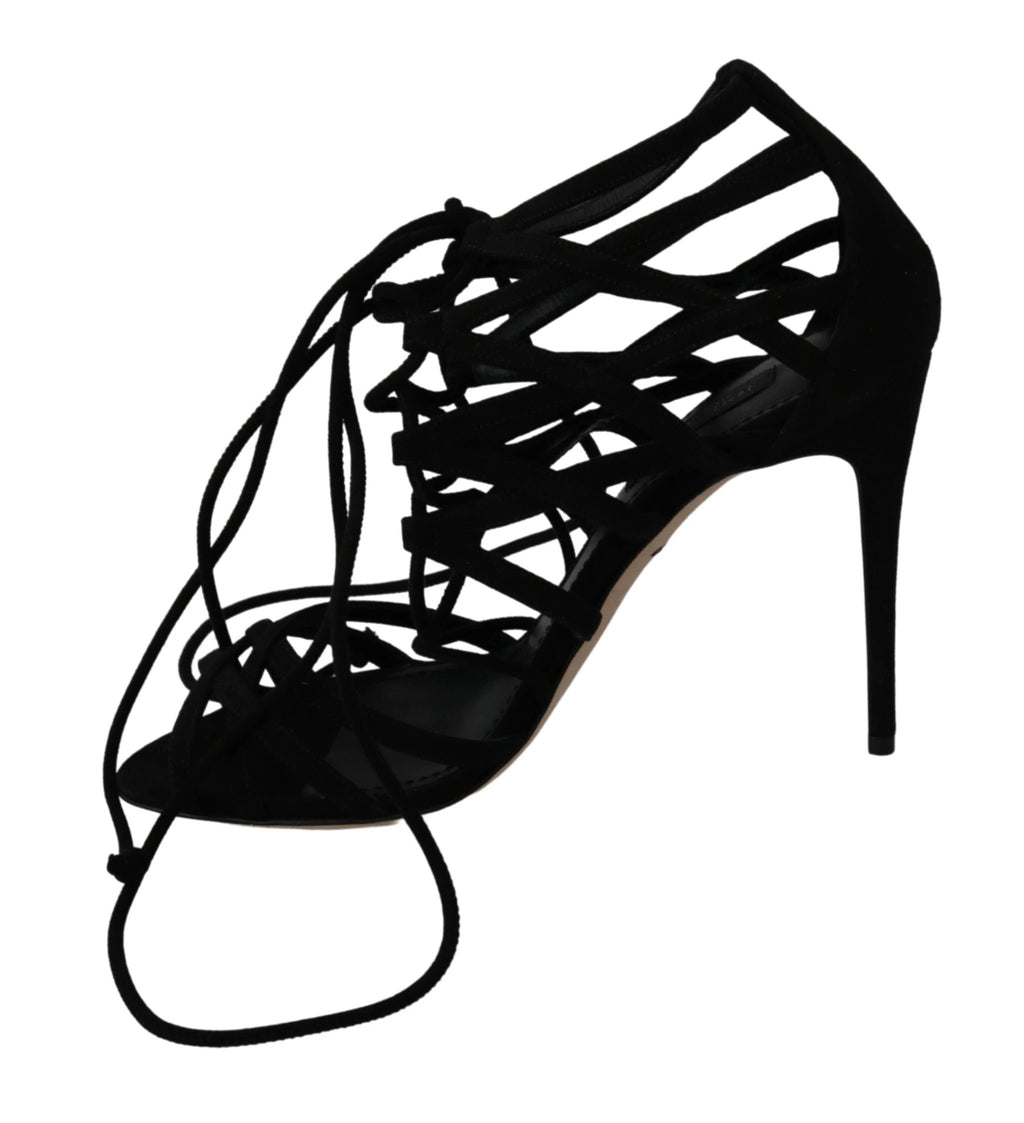 Dolce & Gabbana Black Suede Strap Stilettos Shoes Sandals by Dolce & Gabbana