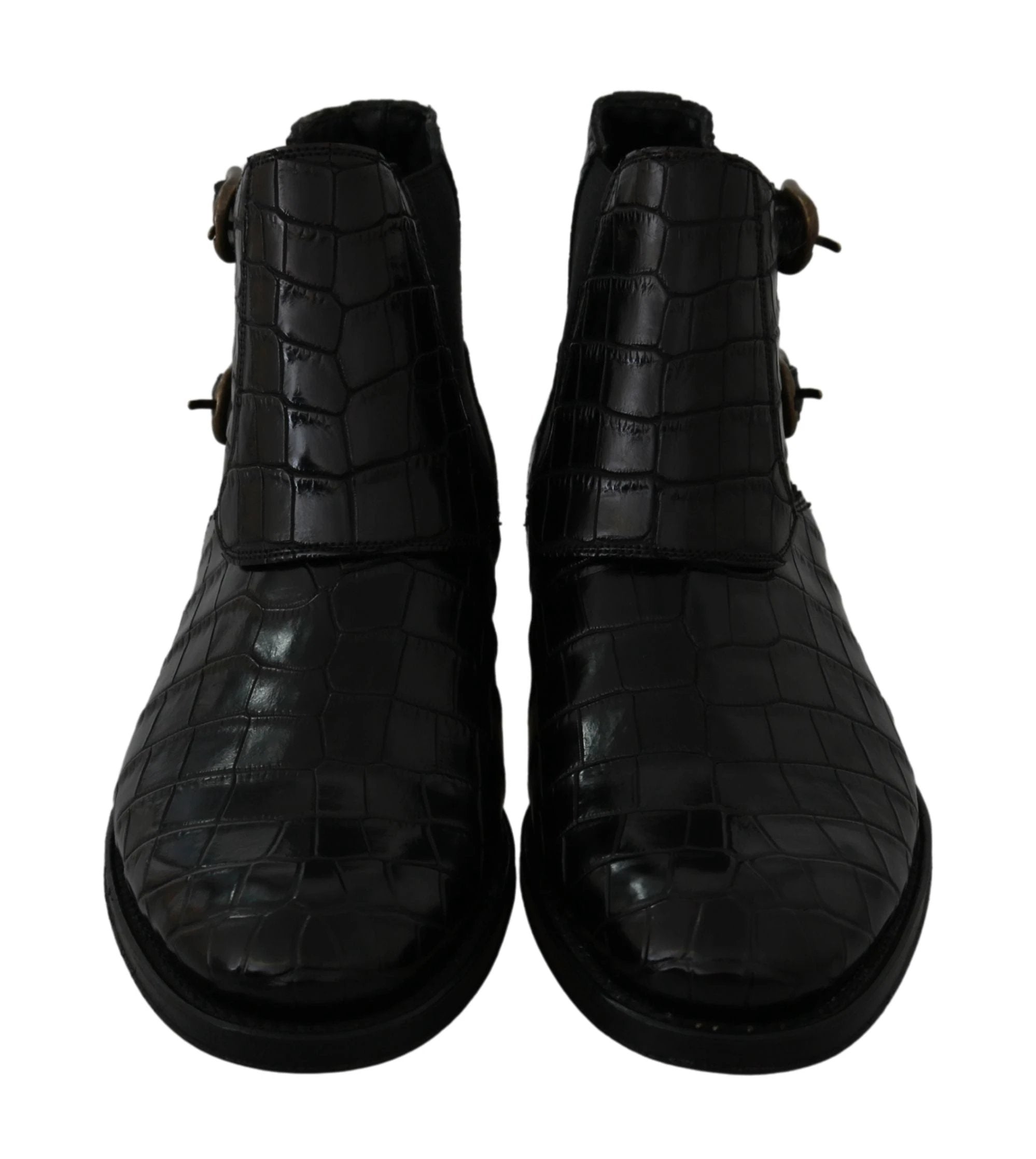 Dolce & Gabbana Black Crocodile Leather Derby Boots Shoes by Dolce & Gabbana