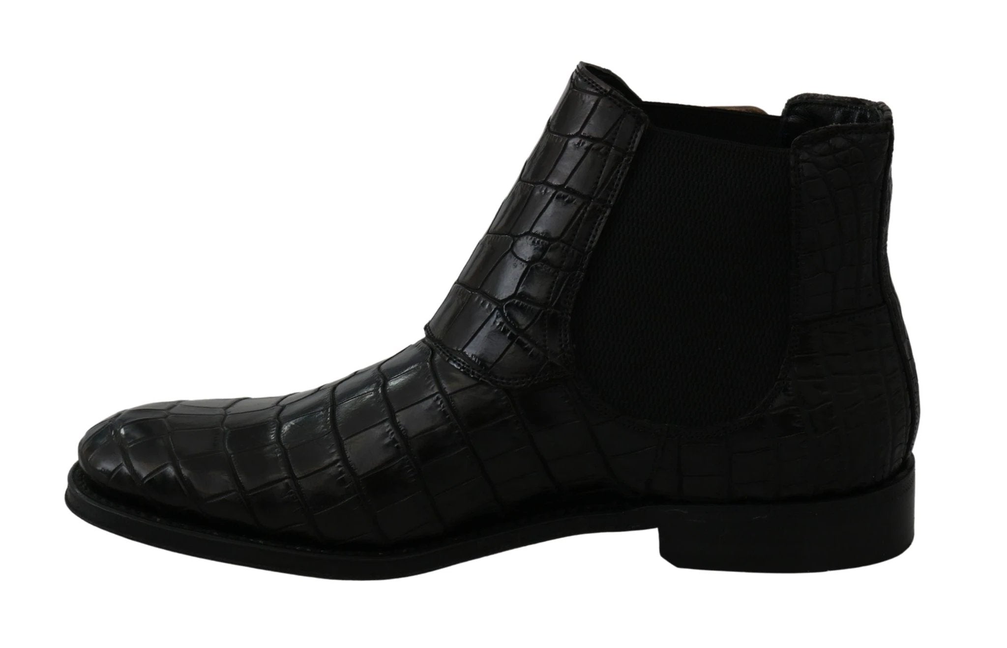 Dolce & Gabbana Black Crocodile Leather Derby Boots Shoes by Dolce & Gabbana