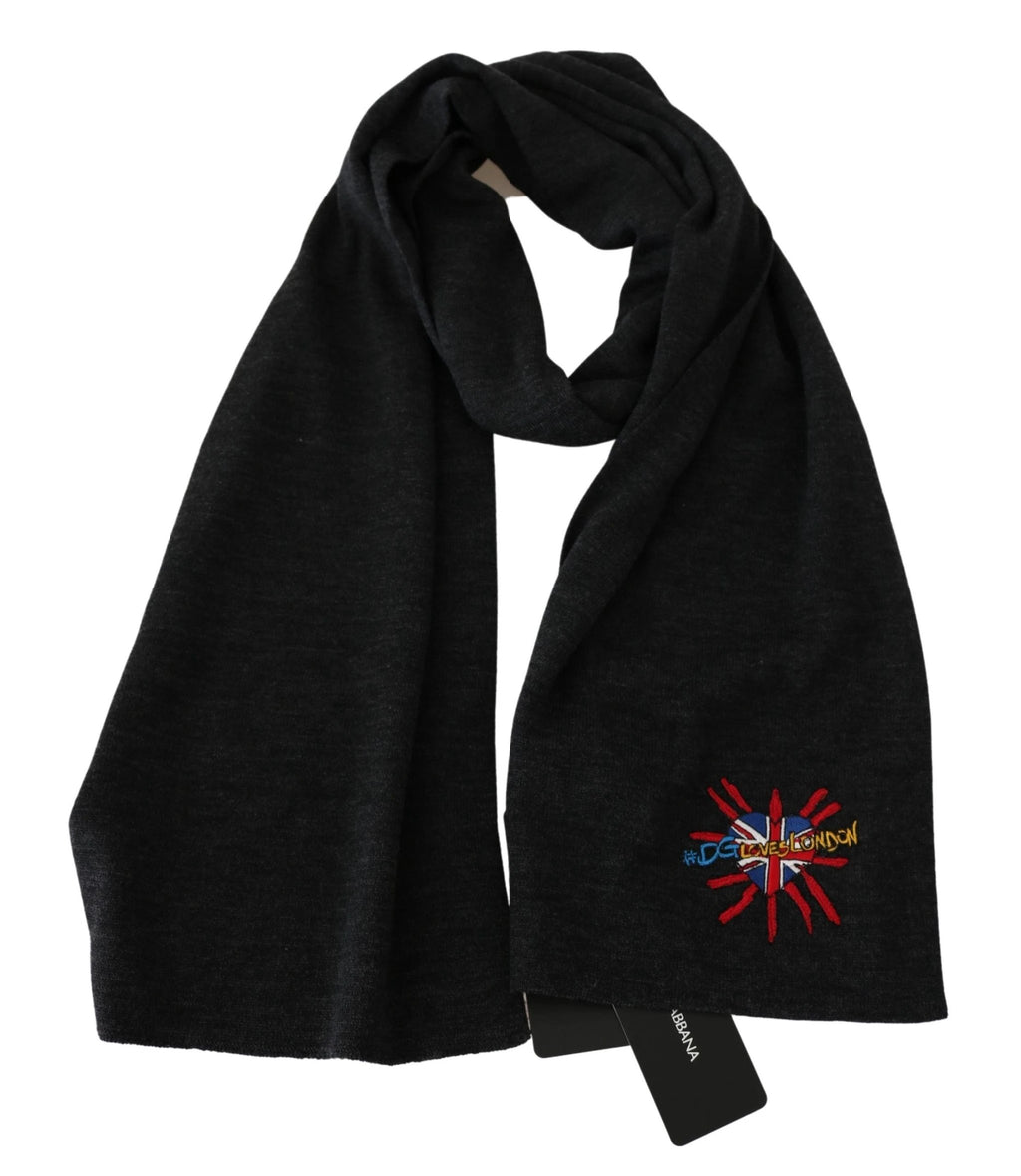 Dolce & Gabbana Gray #DGLovesLondon Wool Wrap Wool Scarf by Dolce & Gabbana
