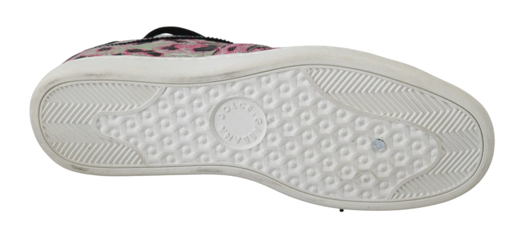 Dolce & Gabbana Pink Leopard Print Training Leather Flat Sneakers by Dolce & Gabbana