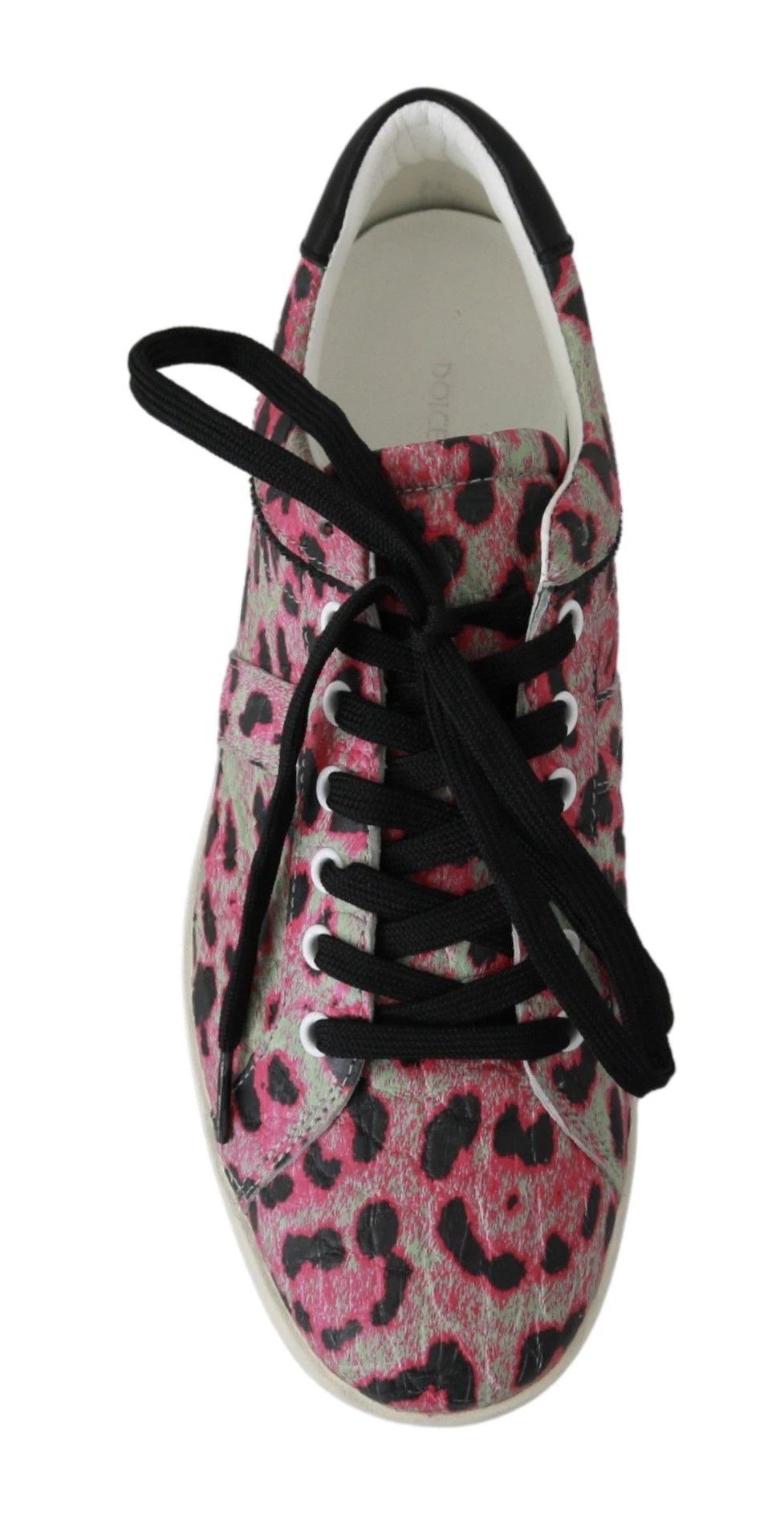 Dolce & Gabbana Pink Leopard Print Training Leather Flat Sneakers by Dolce & Gabbana