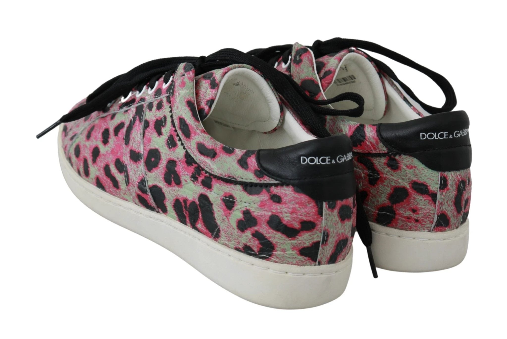 Dolce & Gabbana Pink Leopard Print Training Leather Flat Sneakers by Dolce & Gabbana