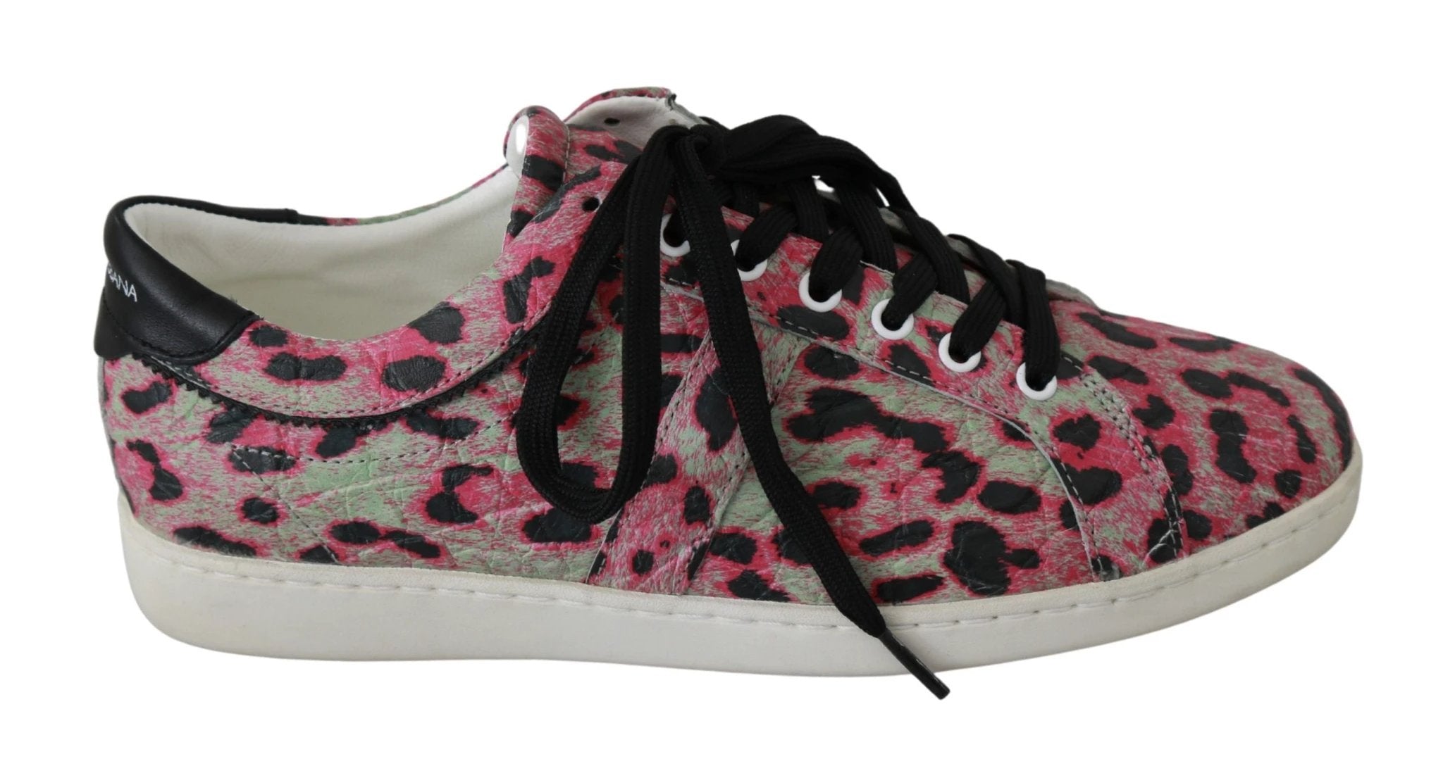 Dolce & Gabbana Pink Leopard Print Training Leather Flat Sneakers by Dolce & Gabbana