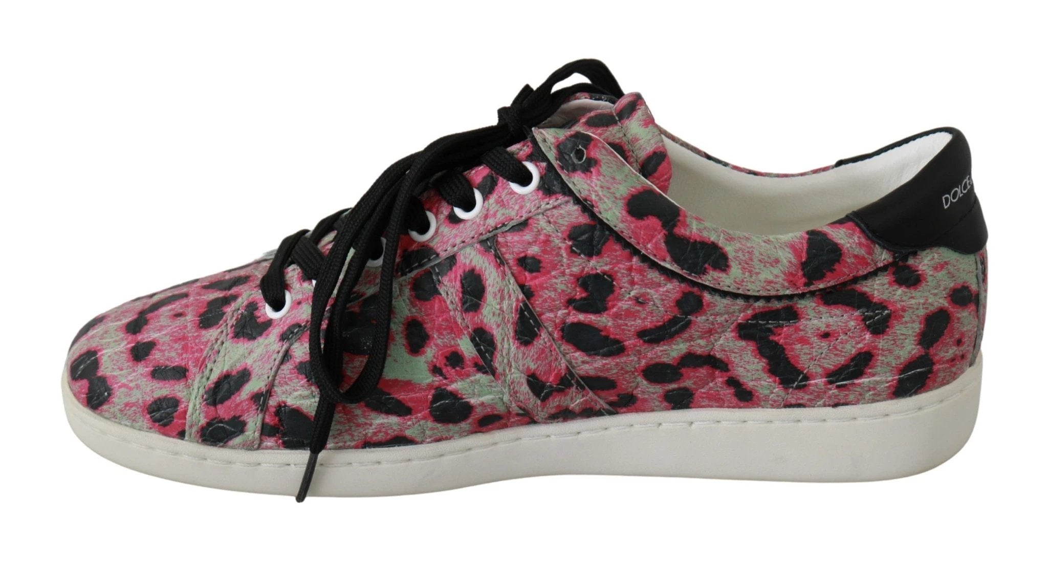 Dolce & Gabbana Pink Leopard Print Training Leather Flat Sneakers by Dolce & Gabbana