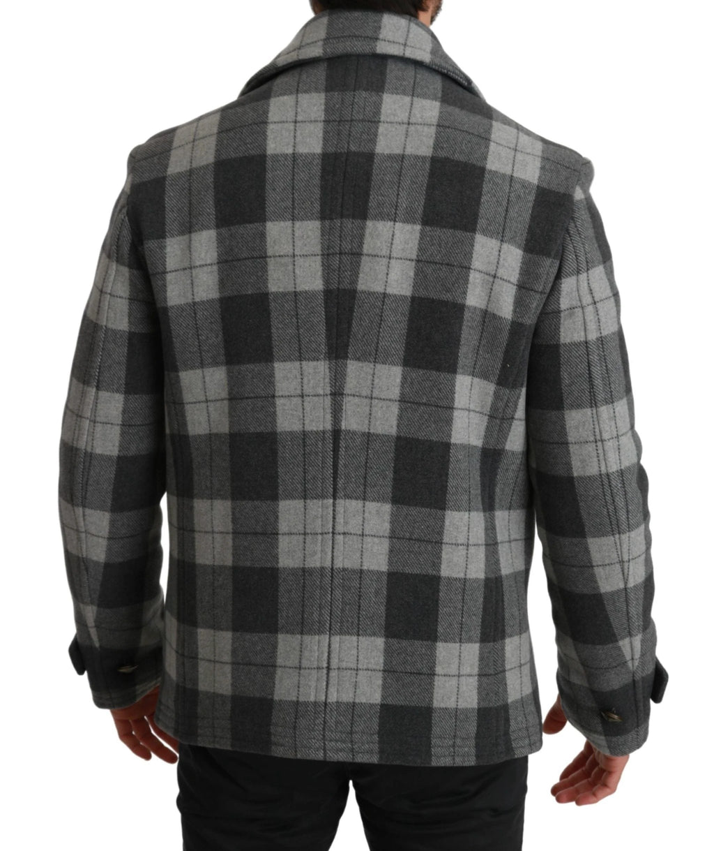 Dolce & Gabbana Gray Check Wool Cashmere Coat Jacket by Dolce & Gabbana