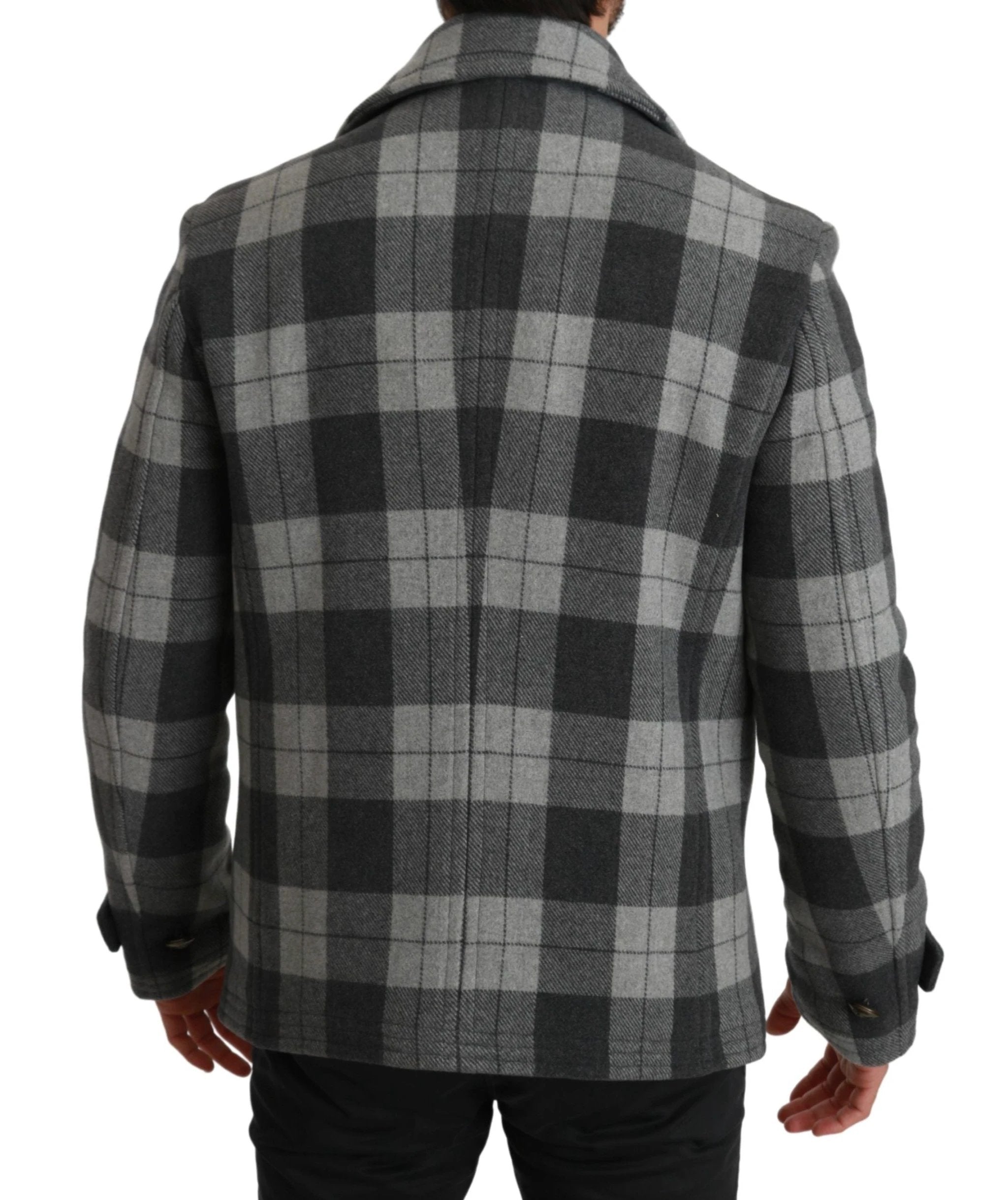 Dolce & Gabbana Gray Check Wool Cashmere Coat Jacket by Dolce & Gabbana