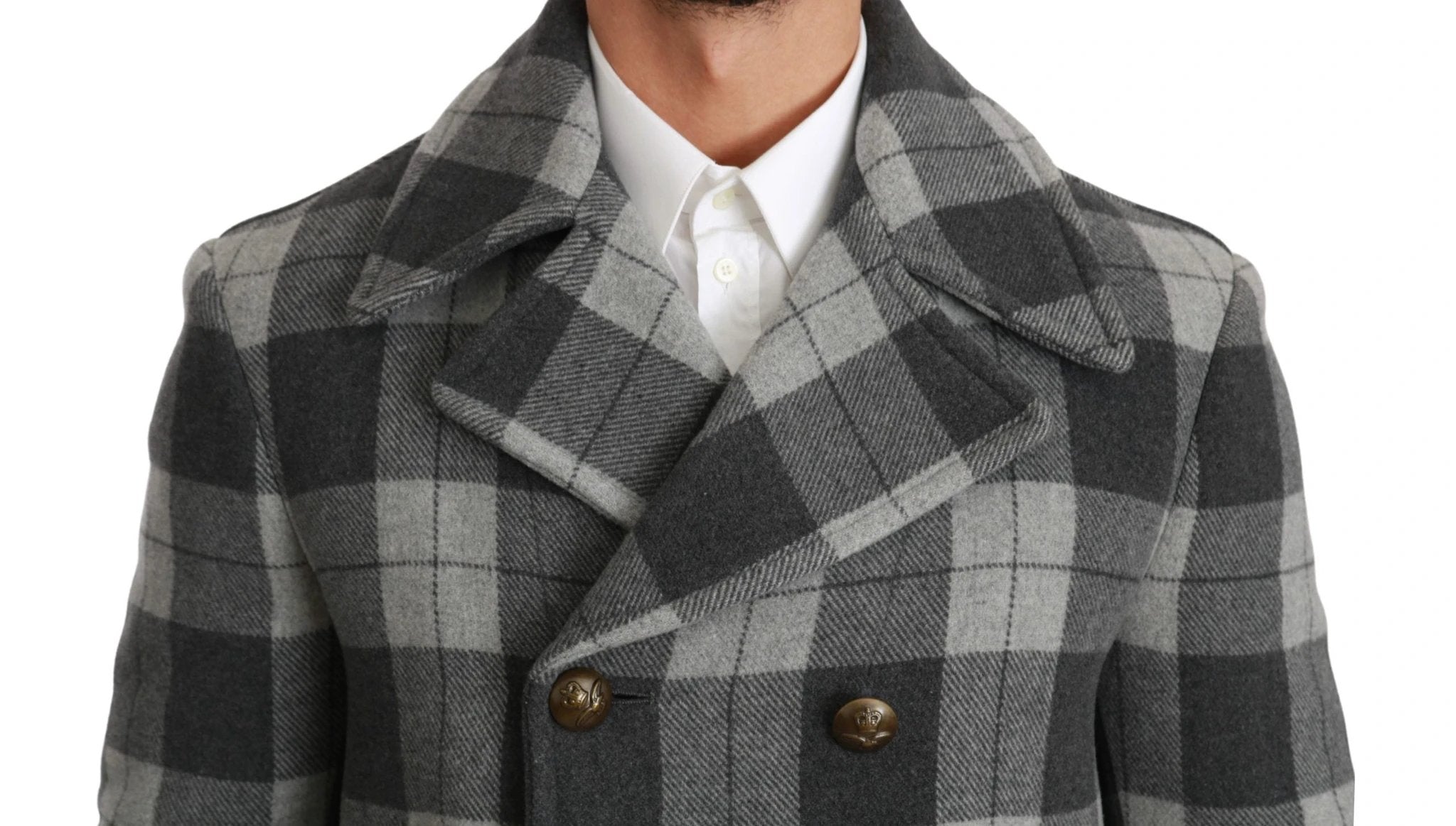 Dolce & Gabbana Gray Check Wool Cashmere Coat Jacket by Dolce & Gabbana