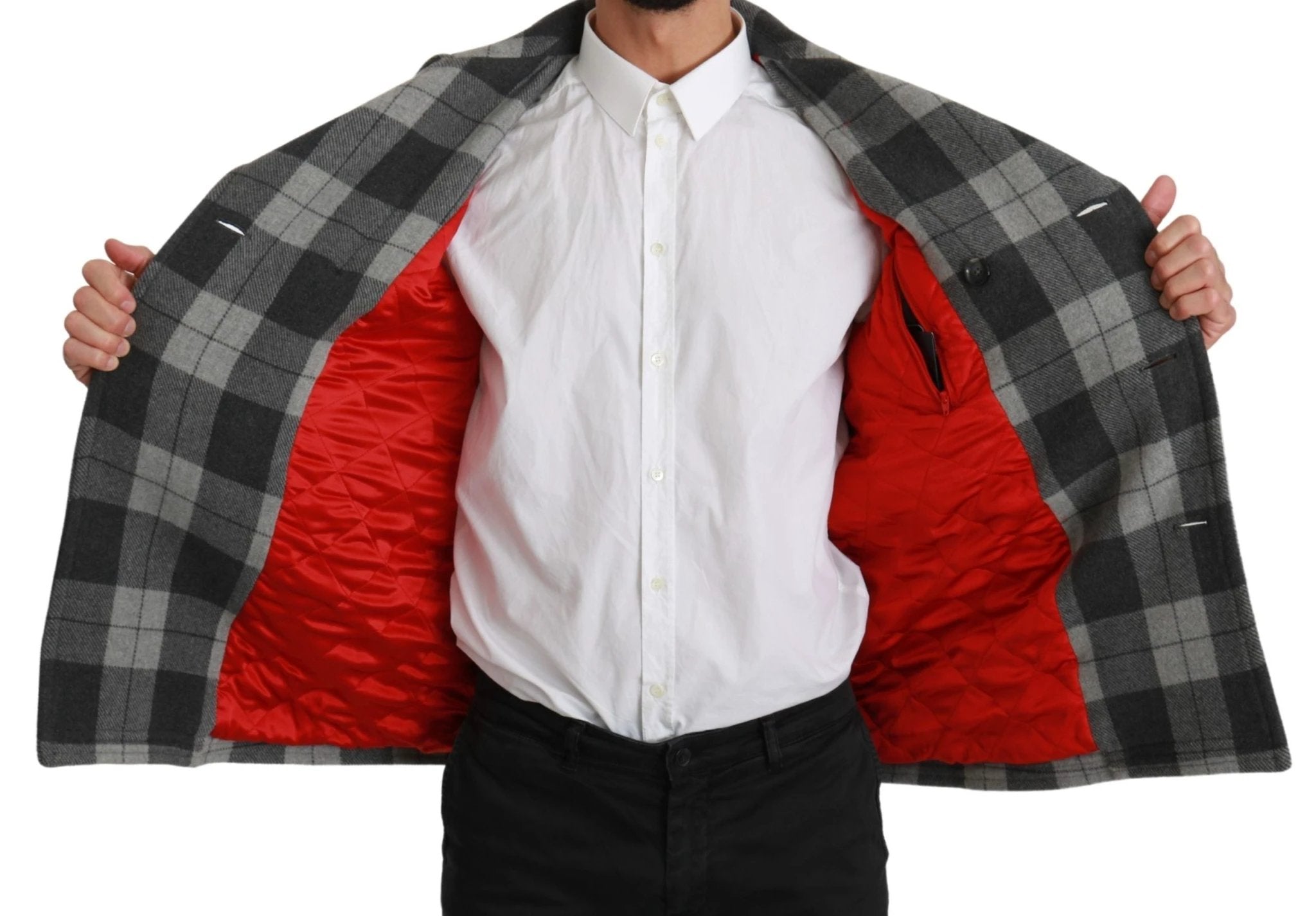 Dolce & Gabbana Gray Check Wool Cashmere Coat Jacket by Dolce & Gabbana