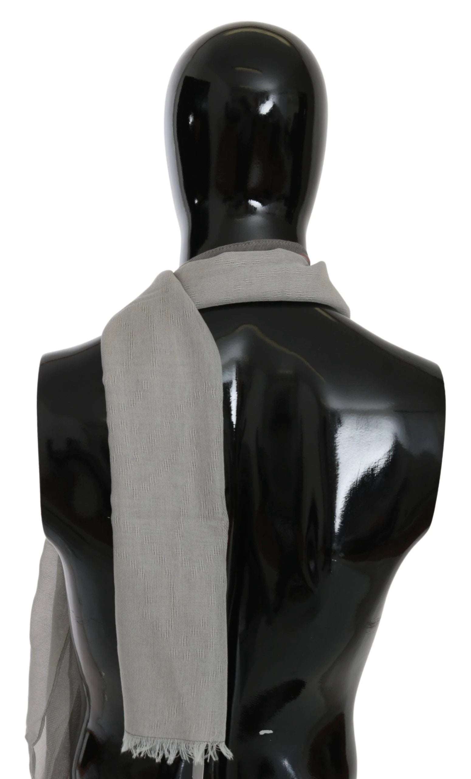 Costume National Gray Fringe Neck Wrap Cotton Scarf by Costume National