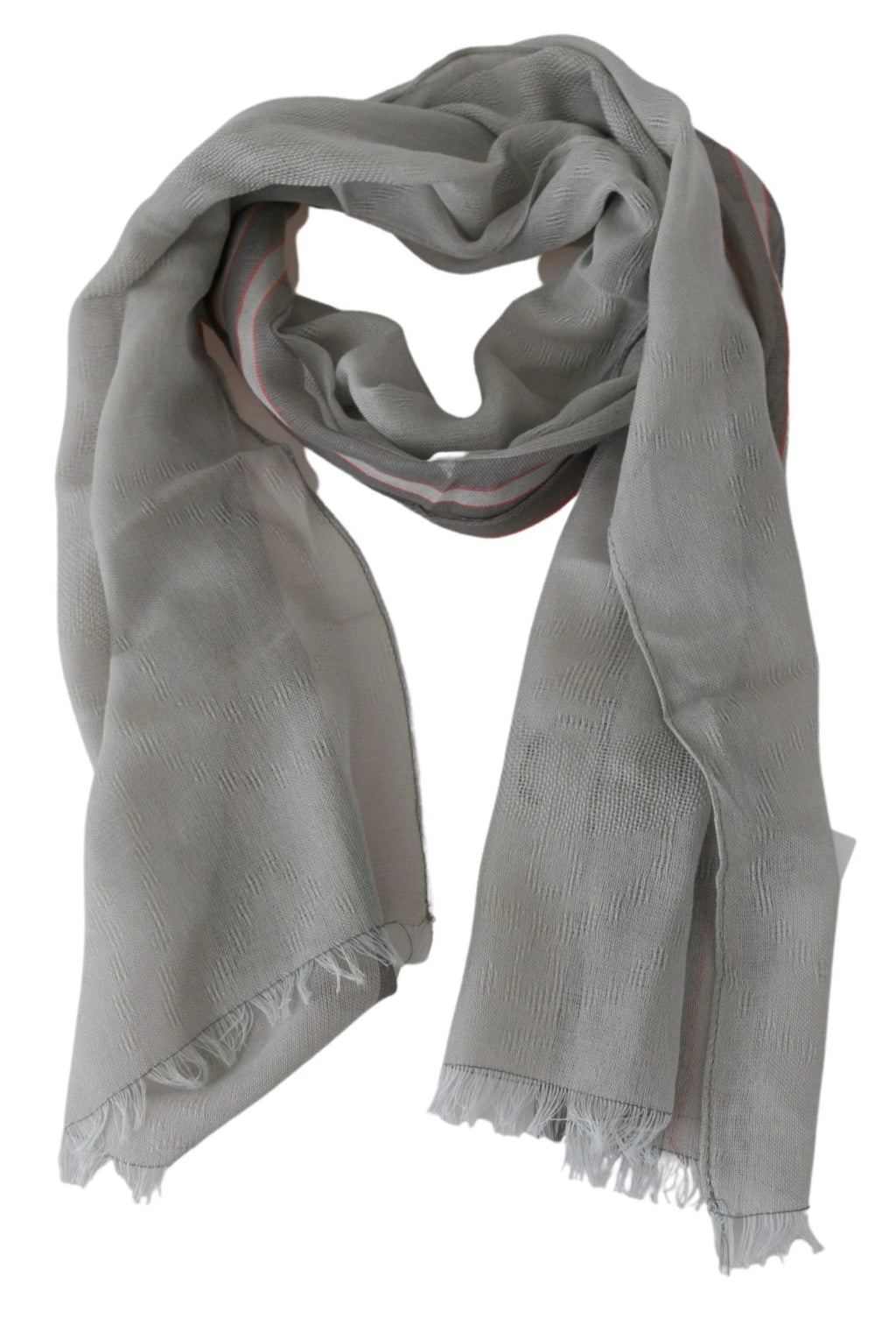 Costume National Gray Fringe Neck Wrap Cotton Scarf by Costume National