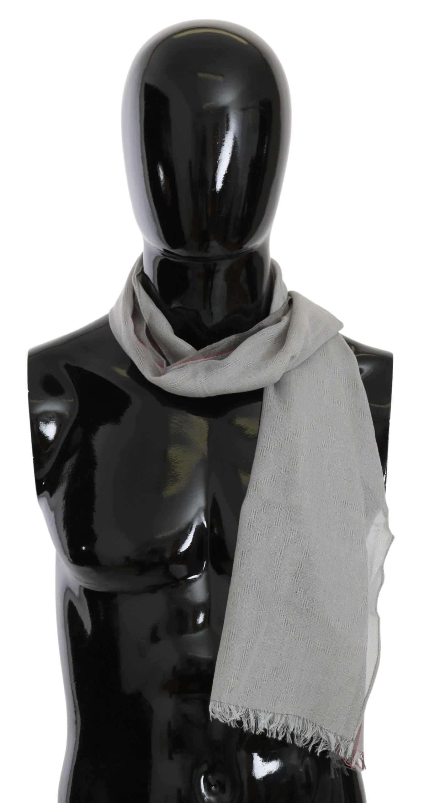 Costume National Gray Fringe Neck Wrap Cotton Scarf by Costume National