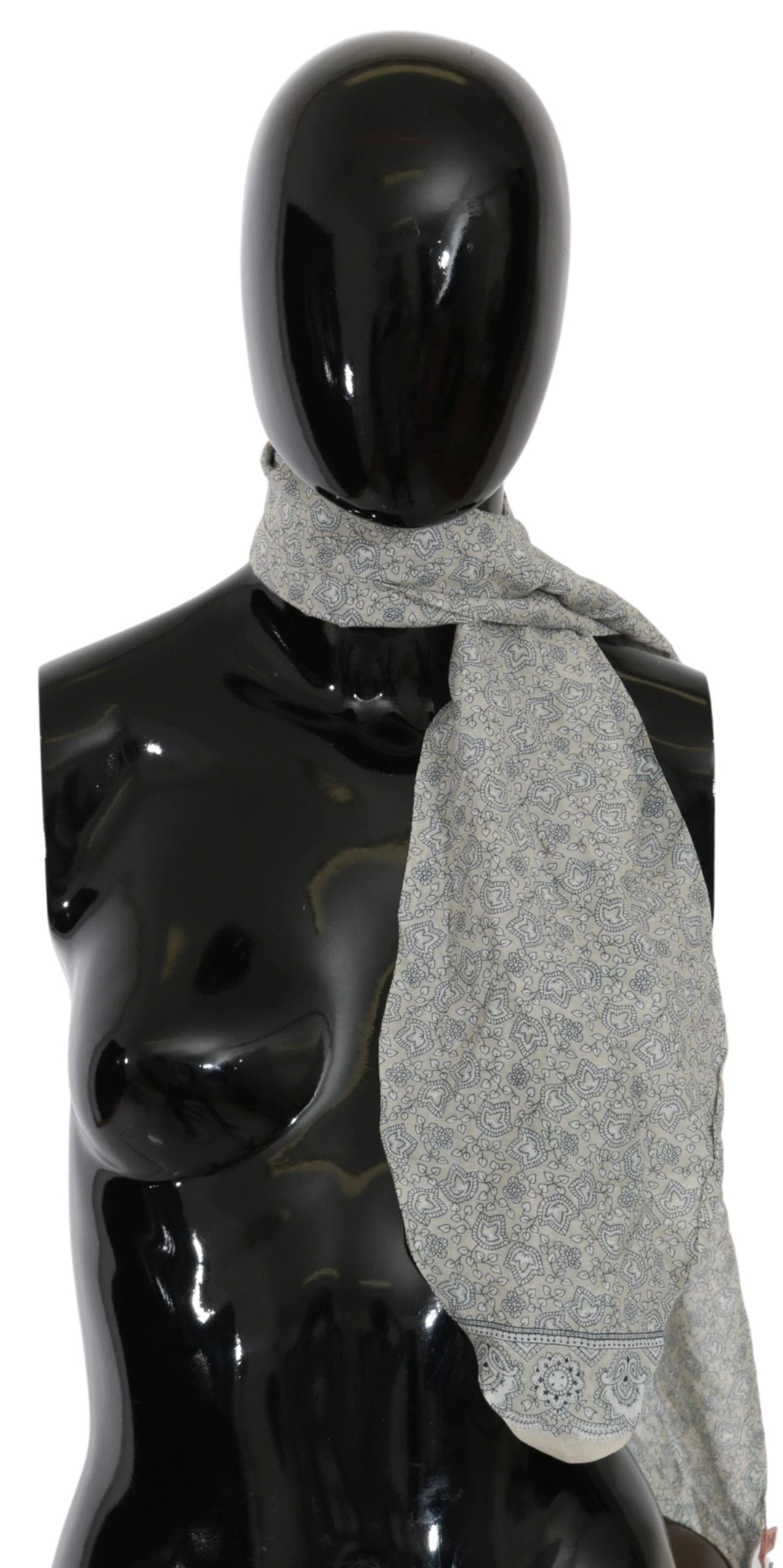 Ermanno Scervino Cotton Beige Blue Fantasy Print Scarf by Ermanno Scervino