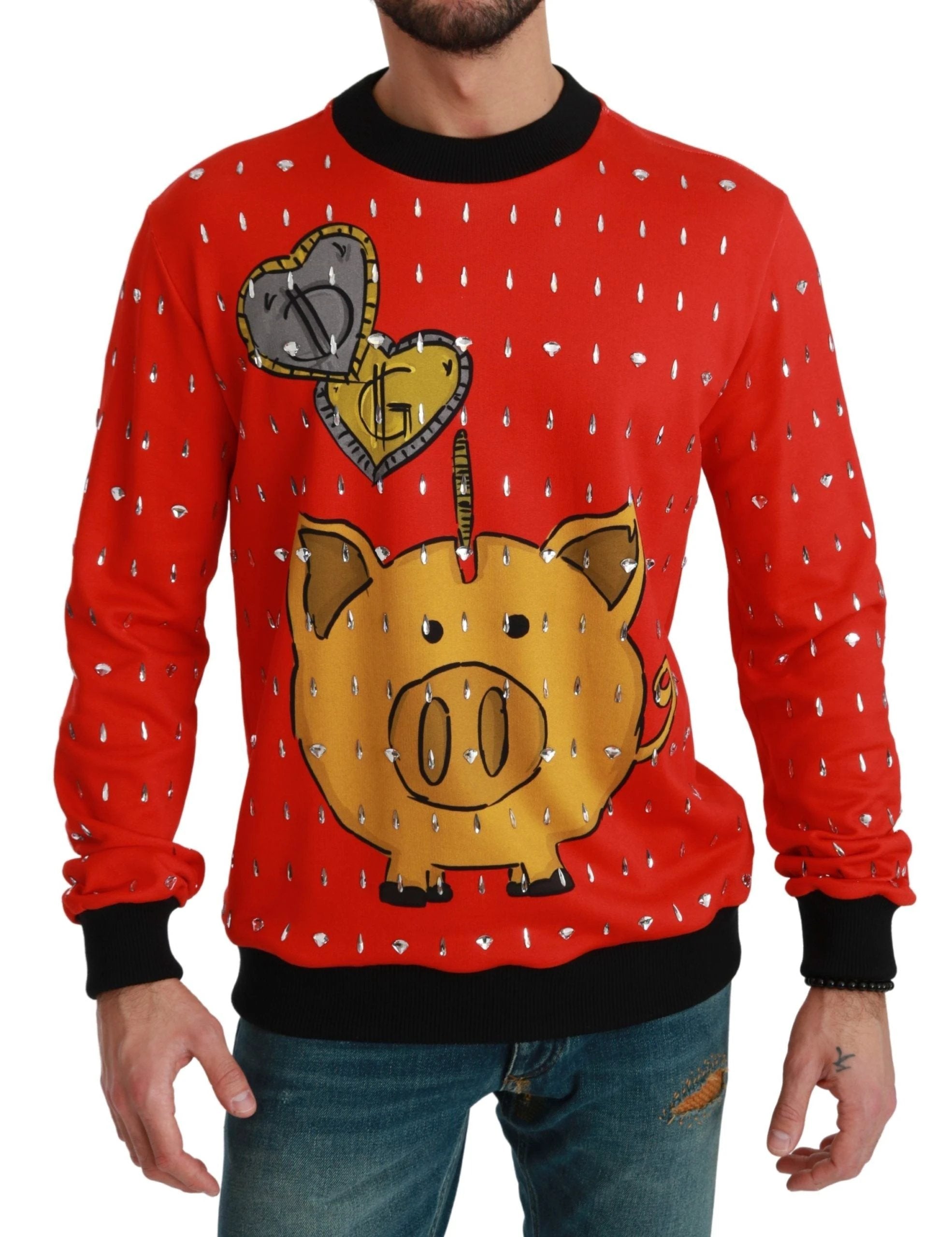 Dolce & Gabbana Red Crystal Pig of the Year Sweater by Dolce & Gabbana