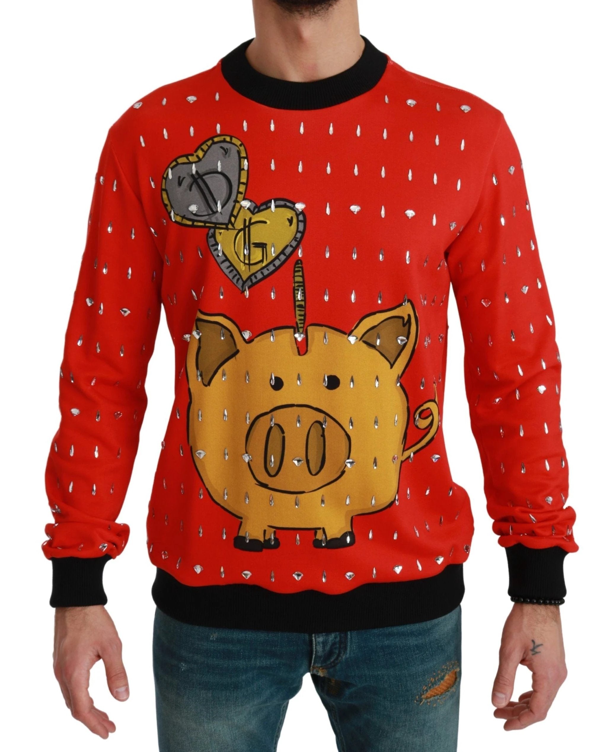 Dolce & Gabbana Red Crystal Pig of the Year Sweater by Dolce & Gabbana
