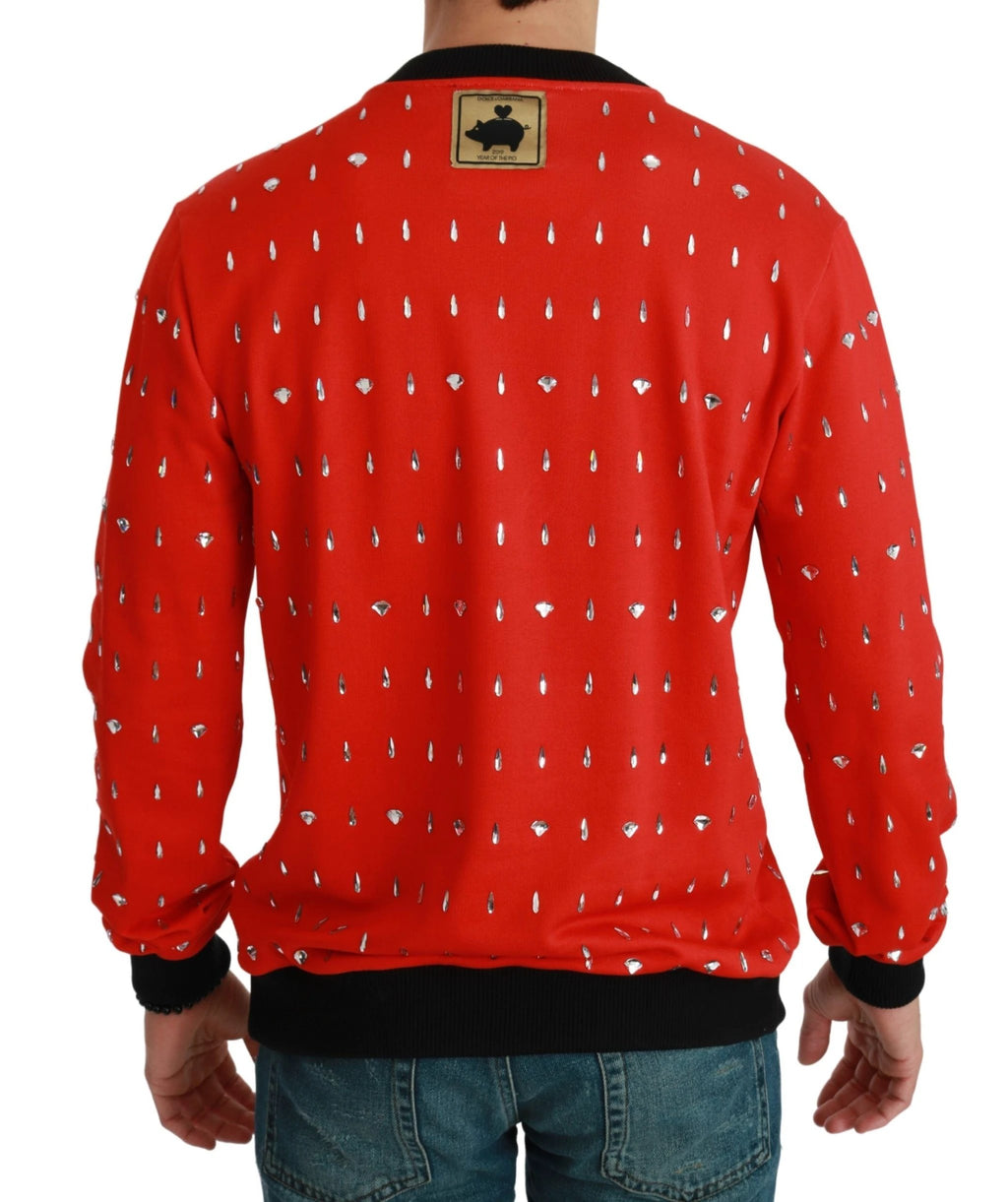 Dolce & Gabbana Red Crystal Pig of the Year Sweater by Dolce & Gabbana