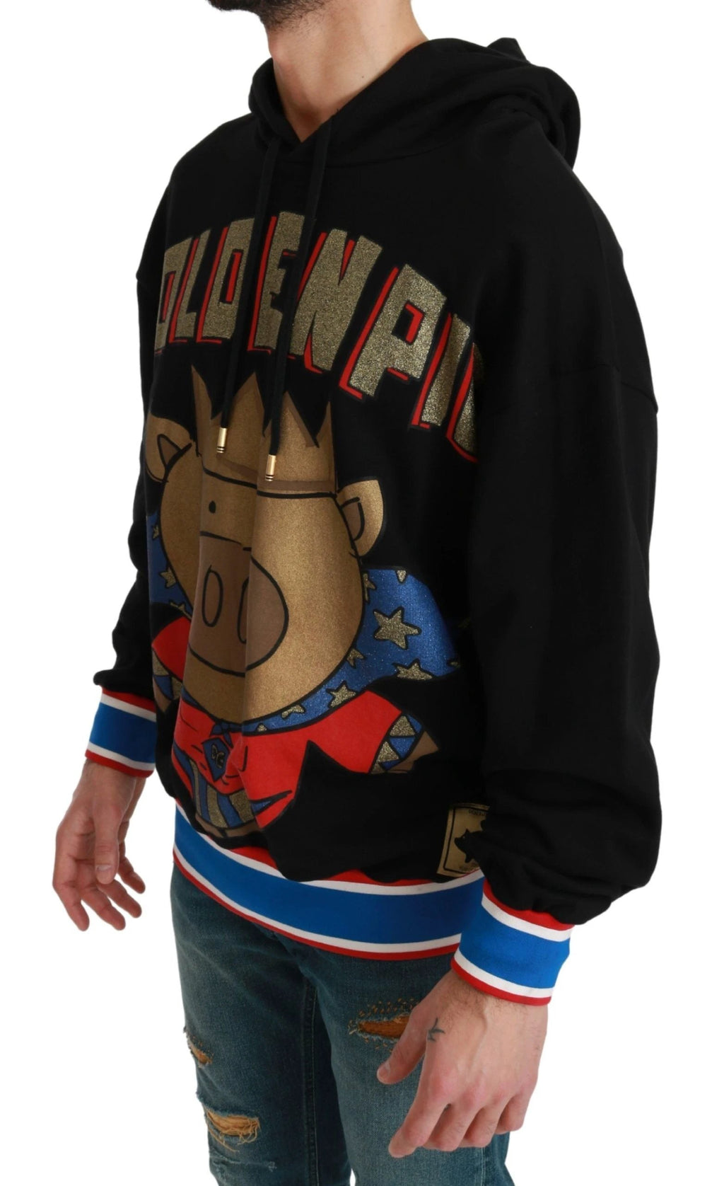 Dolce & Gabbana Black Sweater Pig of the Year Hooded by Dolce & Gabbana
