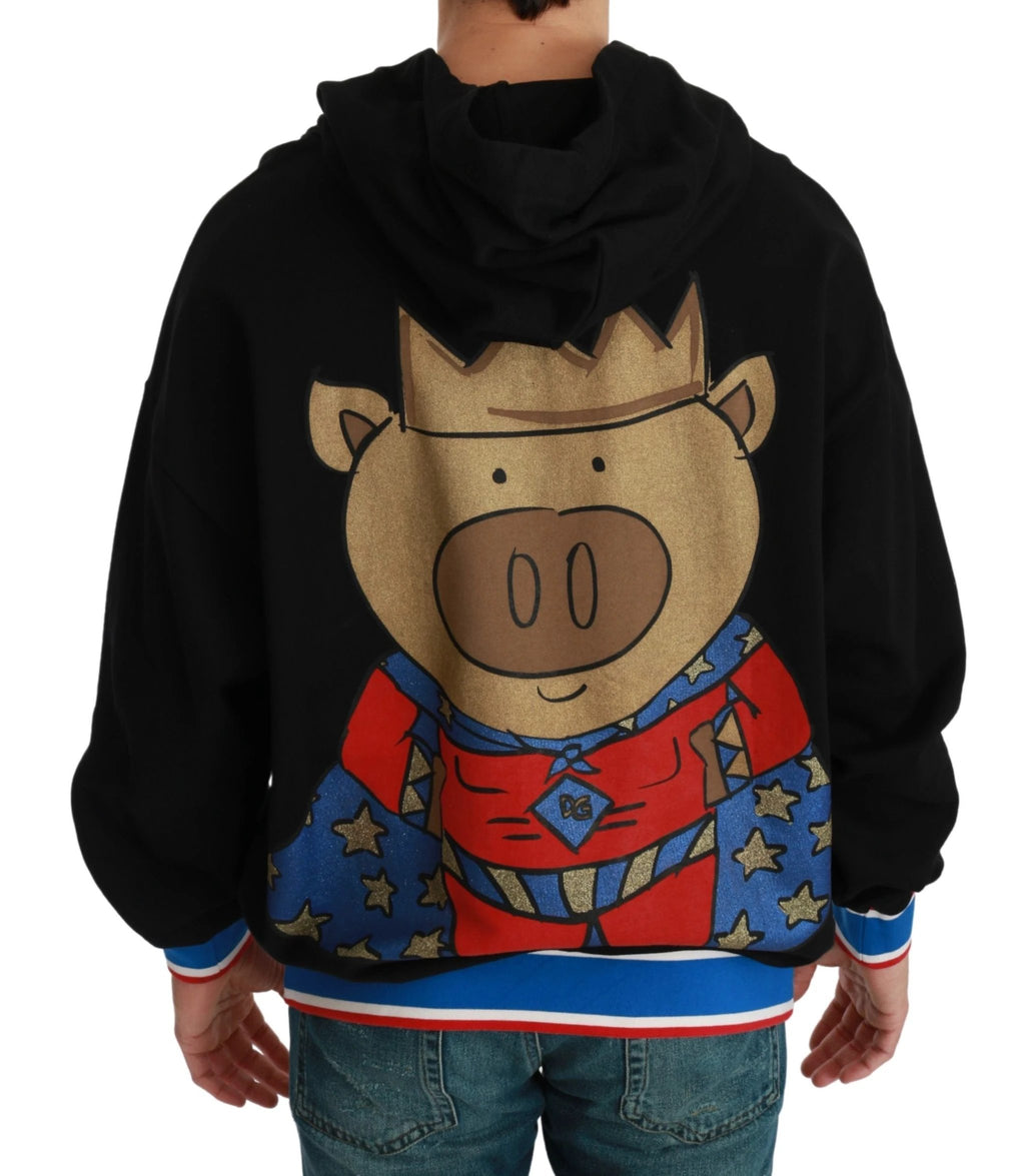 Dolce & Gabbana Black Sweater Pig of the Year Hooded by Dolce & Gabbana