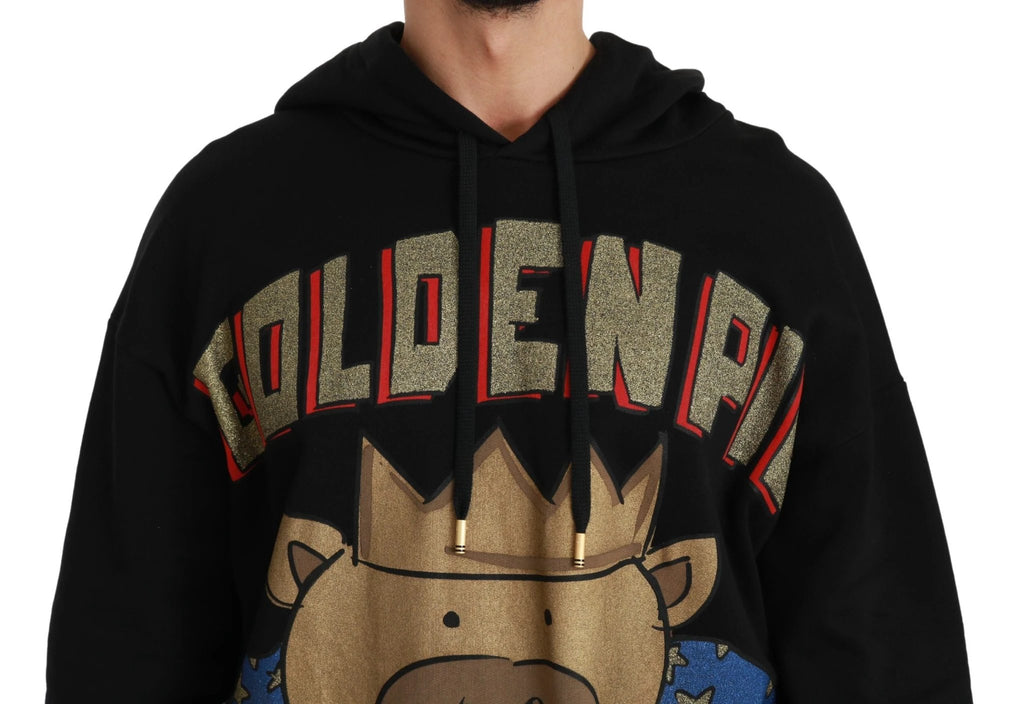 Dolce & Gabbana Black Sweater Pig of the Year Hooded by Dolce & Gabbana