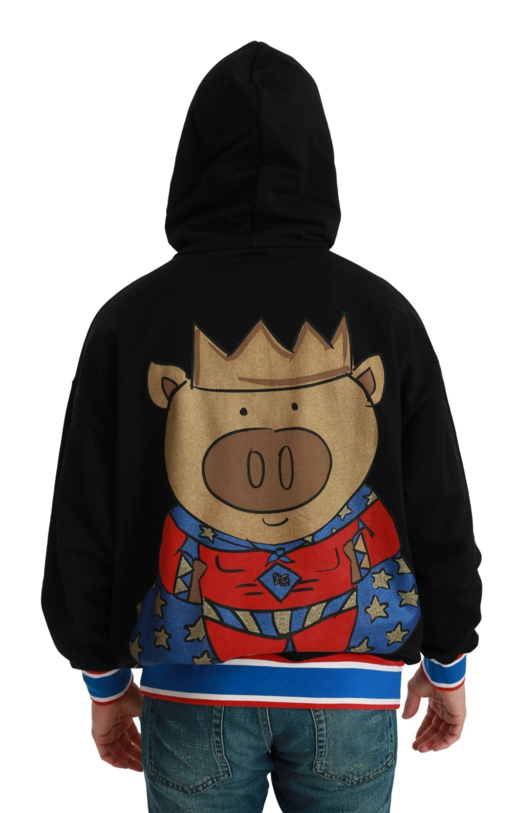 Dolce & Gabbana Black Sweater Pig of the Year Hooded by Dolce & Gabbana
