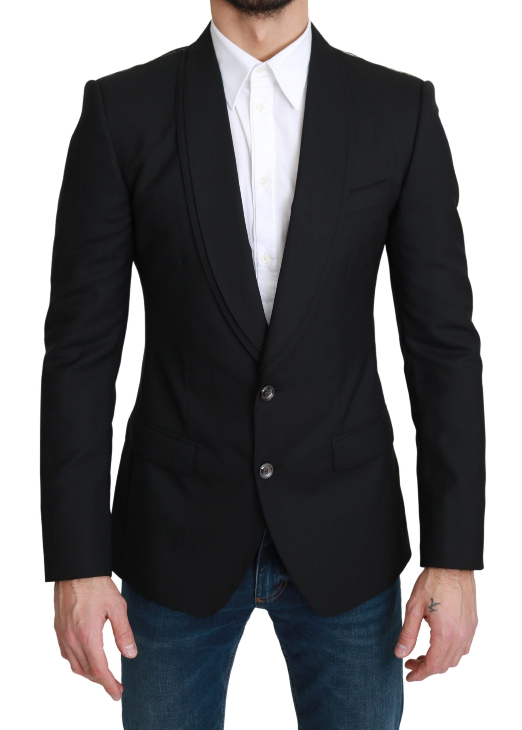 Dolce & Gabbana Black Single Breasted Formal Wool Blazer by Dolce & Gabbana