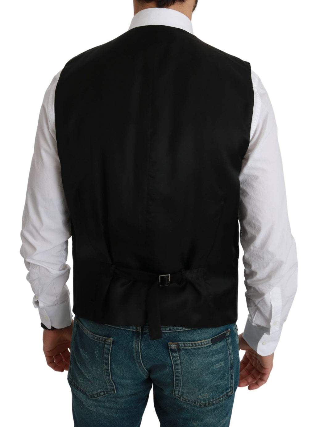 Dolce & Gabbana White Black Stripes Waistcoat Formal Vest by Dolce & Gabbana