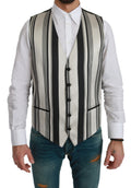 Dolce & Gabbana White Black Stripes Waistcoat Formal Vest by Dolce & Gabbana
