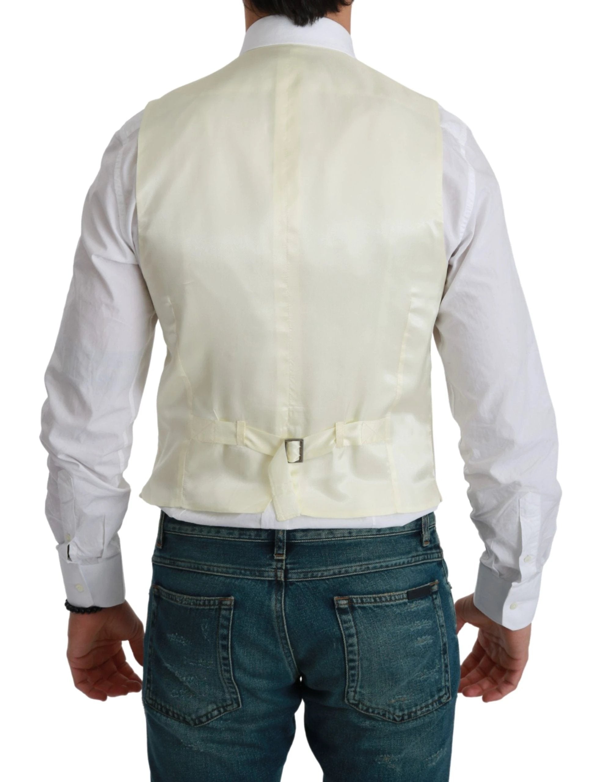 Dolce & Gabbana White Waistcoat Formal Wool Vest by Dolce & Gabbana