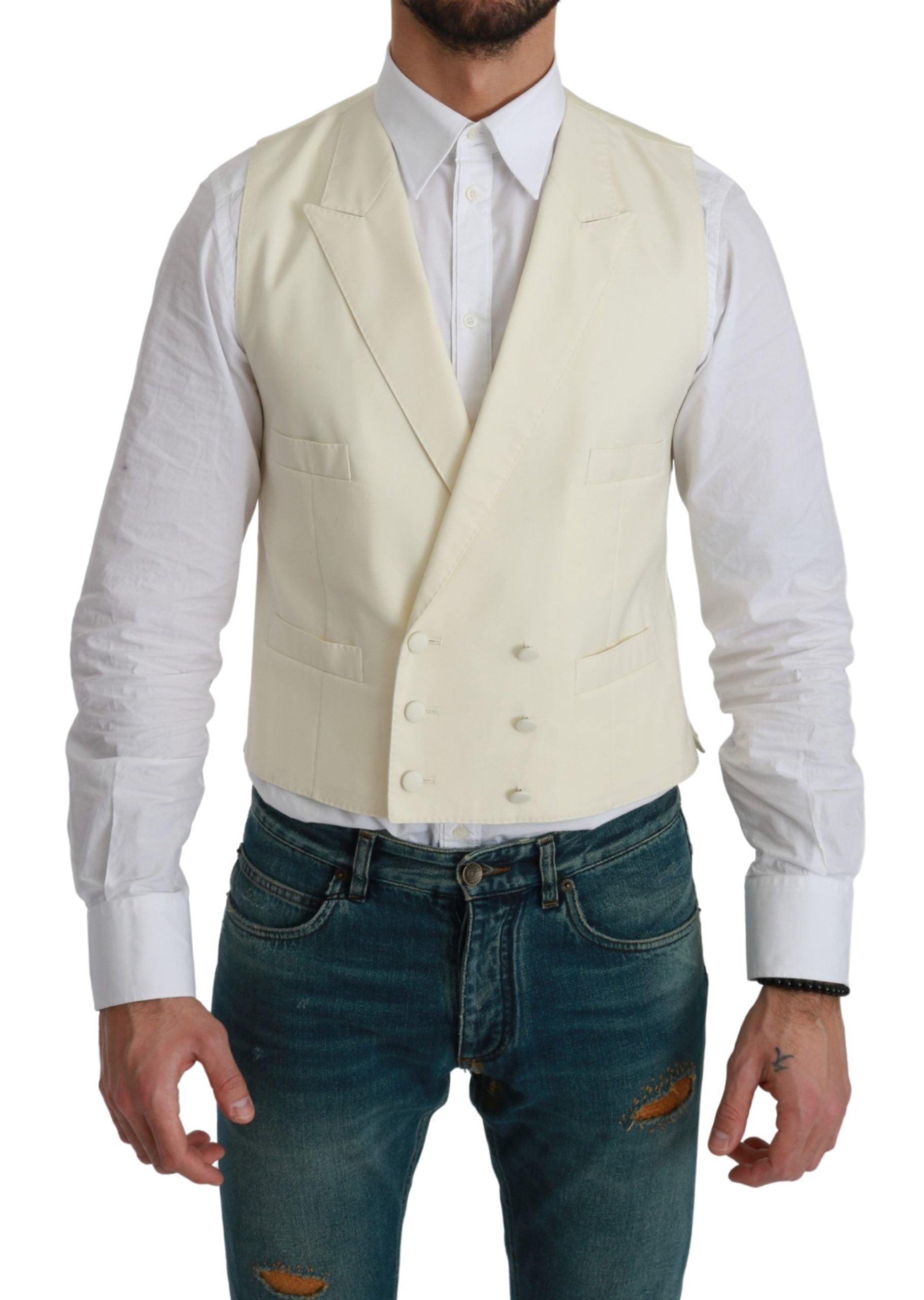 Dolce & Gabbana White Waistcoat Formal Wool Vest by Dolce & Gabbana